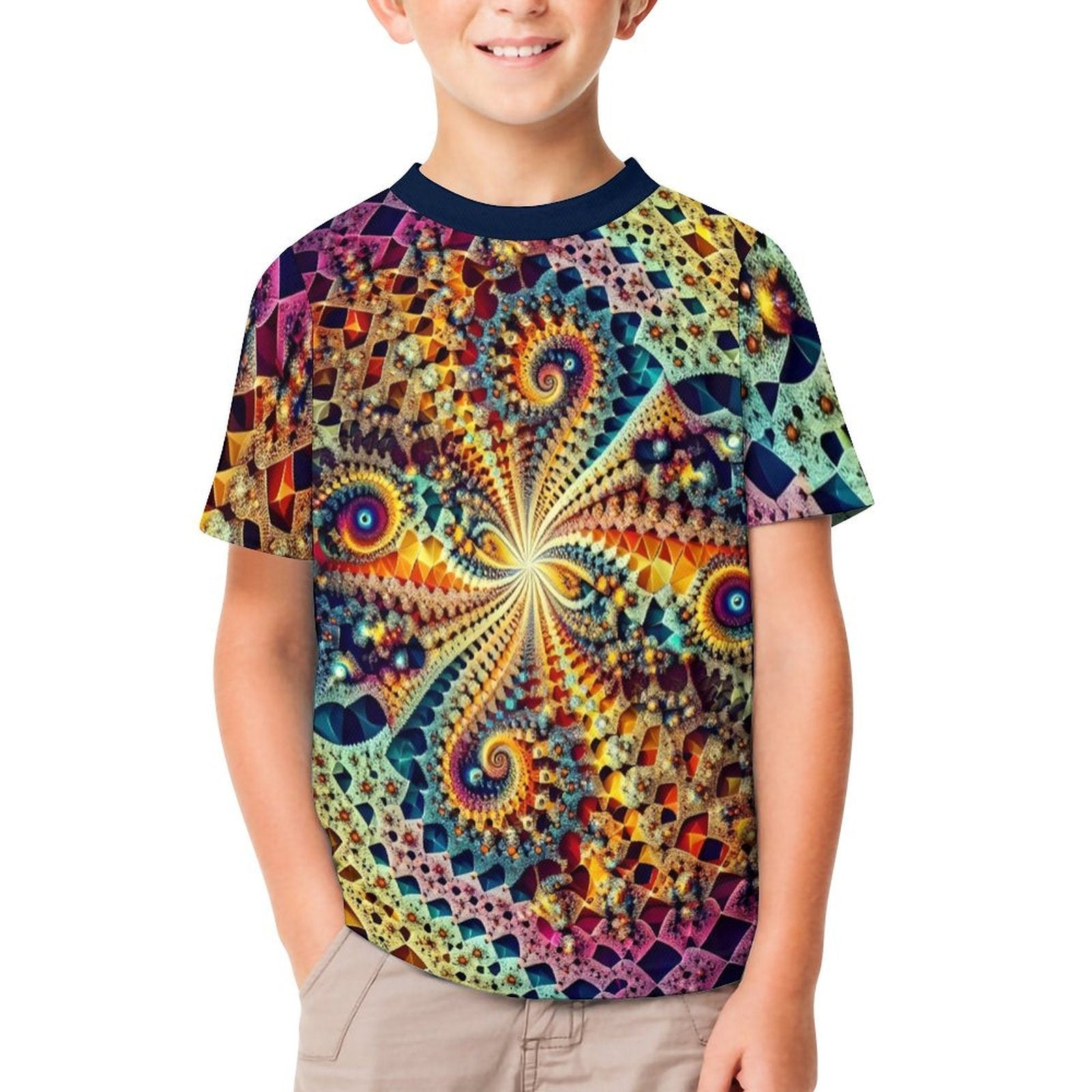 hippieartzone - Kids Fractal T-Shirt for Sale by Swaggy Shirts on Etsy, Festival Clothing, Mandekgrot T-Shirt, Psychedelic Tee, Trippy Shirt, Birthday Gift