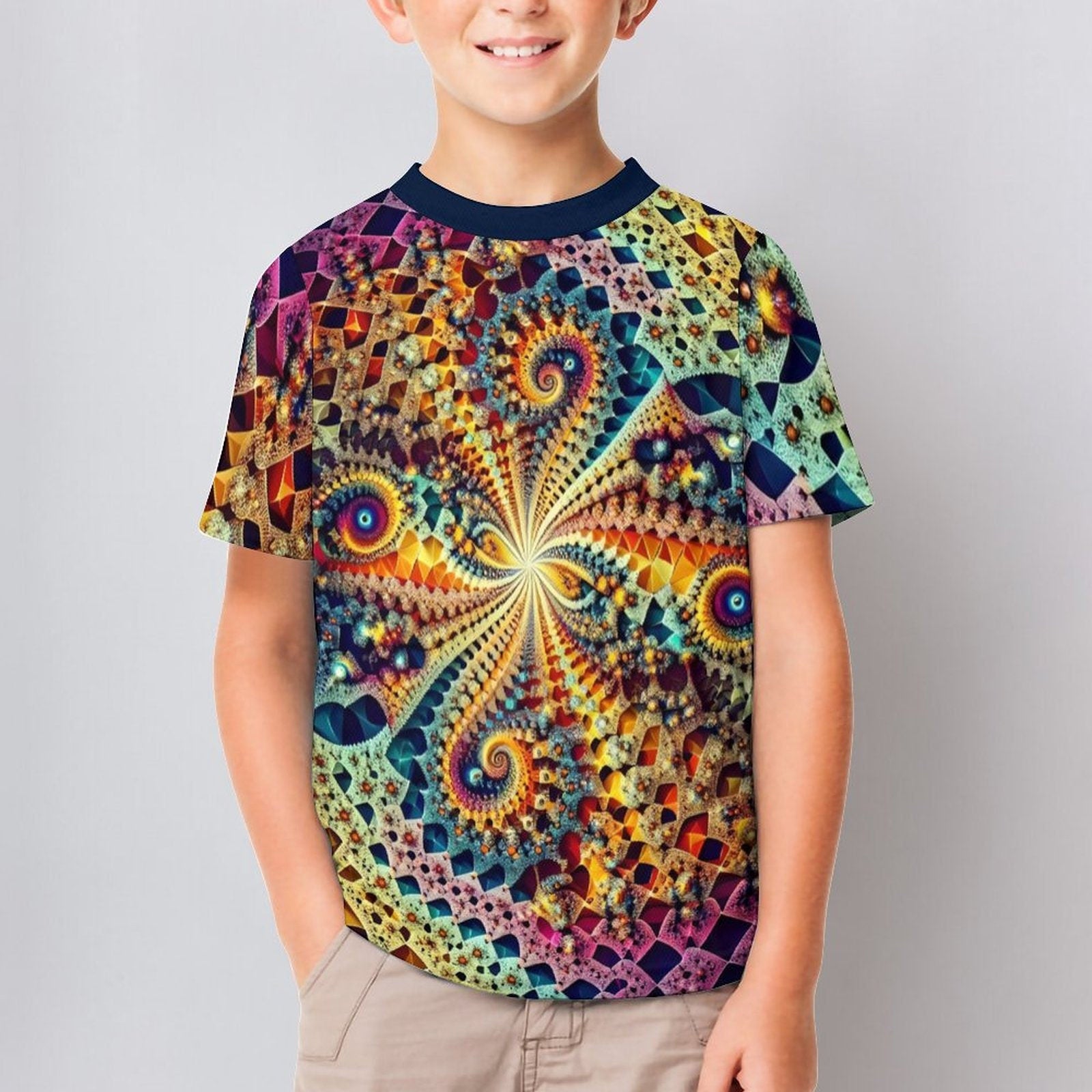 hippieartzone - Kids Fractal T-Shirt for Sale by Swaggy Shirts on Etsy, Festival Clothing, Mandekgrot T-Shirt, Psychedelic Tee, Trippy Shirt, Birthday Gift