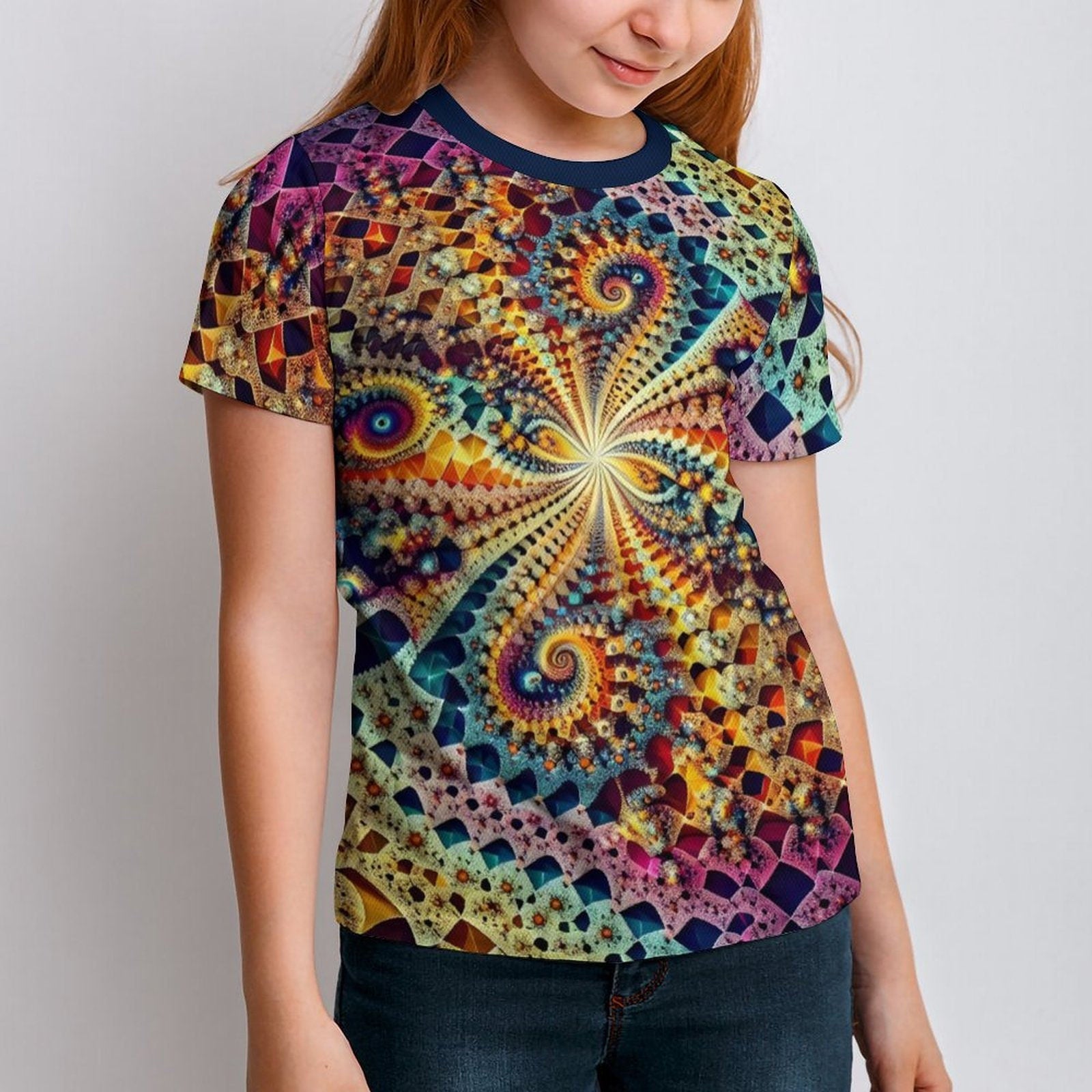 hippieartzone - Kids Fractal T-Shirt for Sale by Swaggy Shirts on Etsy, Festival Clothing, Mandekgrot T-Shirt, Psychedelic Tee, Trippy Shirt, Birthday Gift