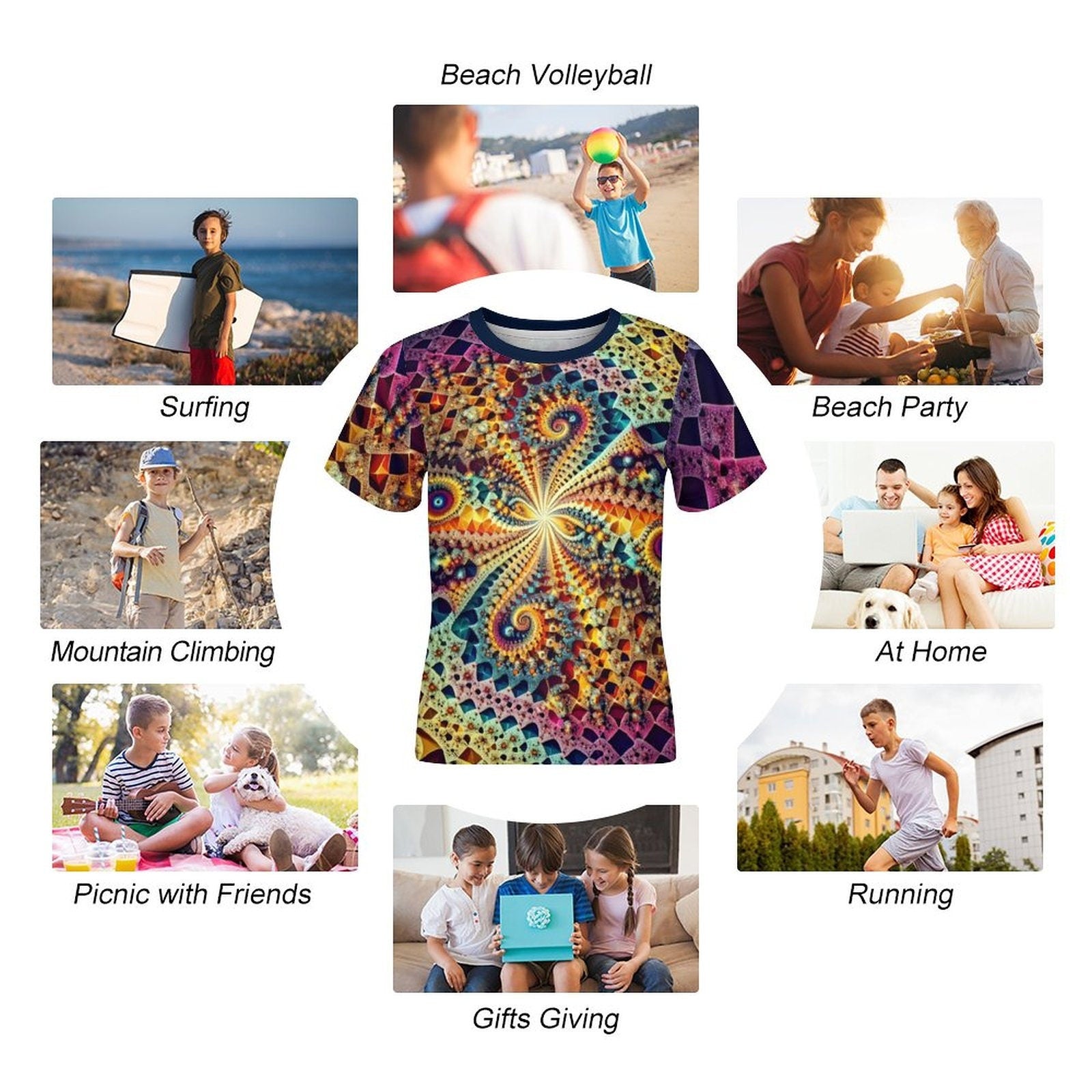 hippieartzone - Kids Fractal T-Shirt for Sale by Swaggy Shirts on Etsy, Festival Clothing, Mandekgrot T-Shirt, Psychedelic Tee, Trippy Shirt, Birthday Gift