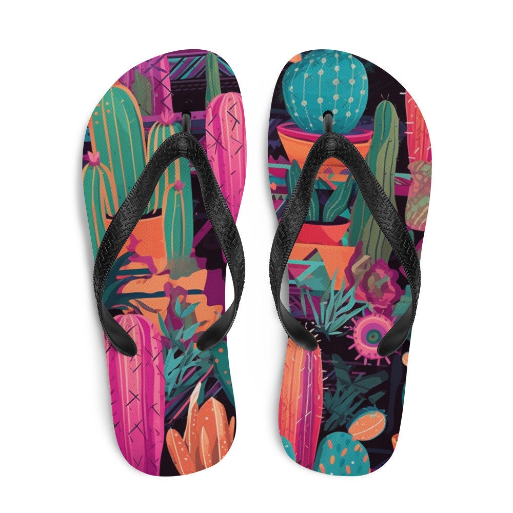 hippieartzone - Western Cactus Flip-Flops