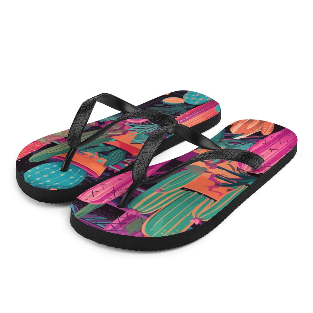 hippieartzone - Western Cactus Flip-Flops