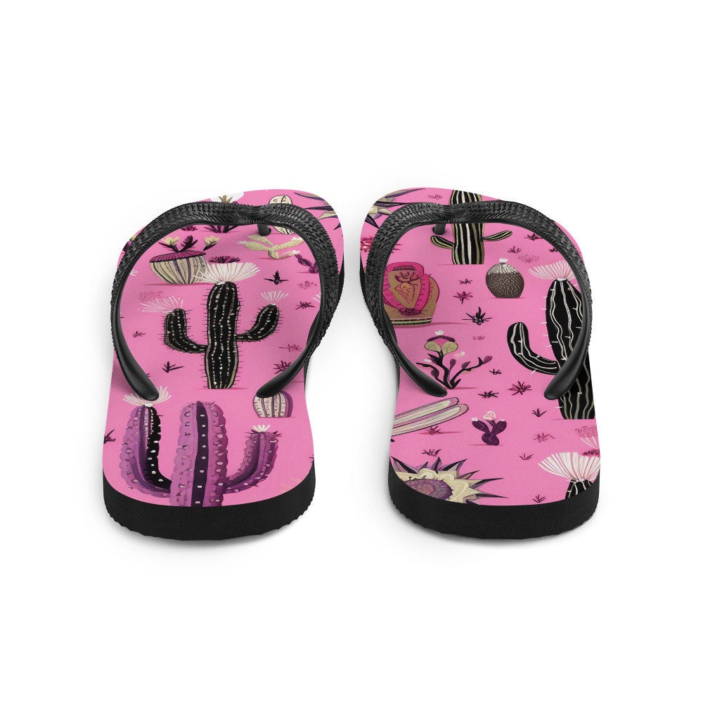 hippieartzone - Pretty in Pink Cactus Flip-Flops