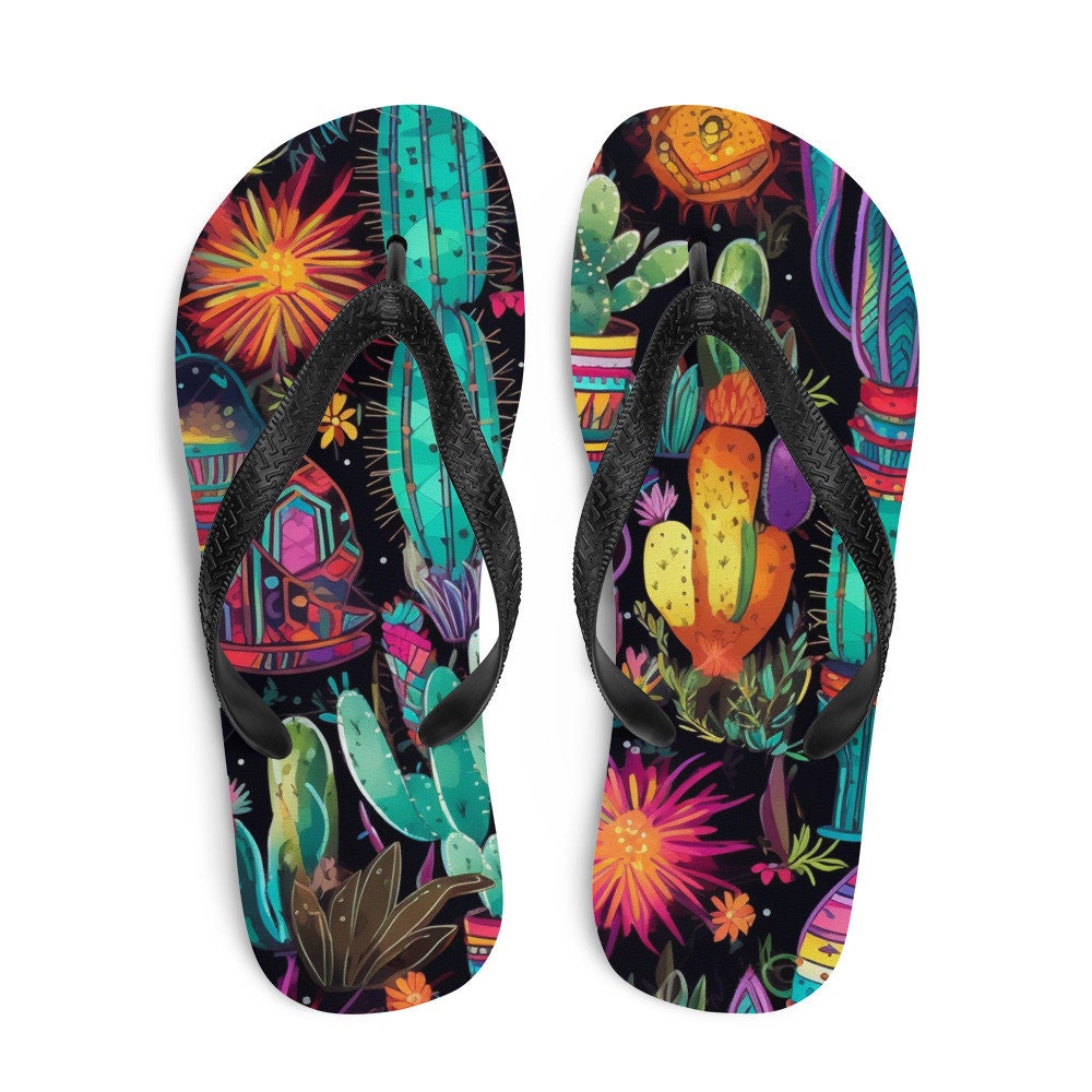 hippieartzone - Sun burst Cactus Flip-Flops