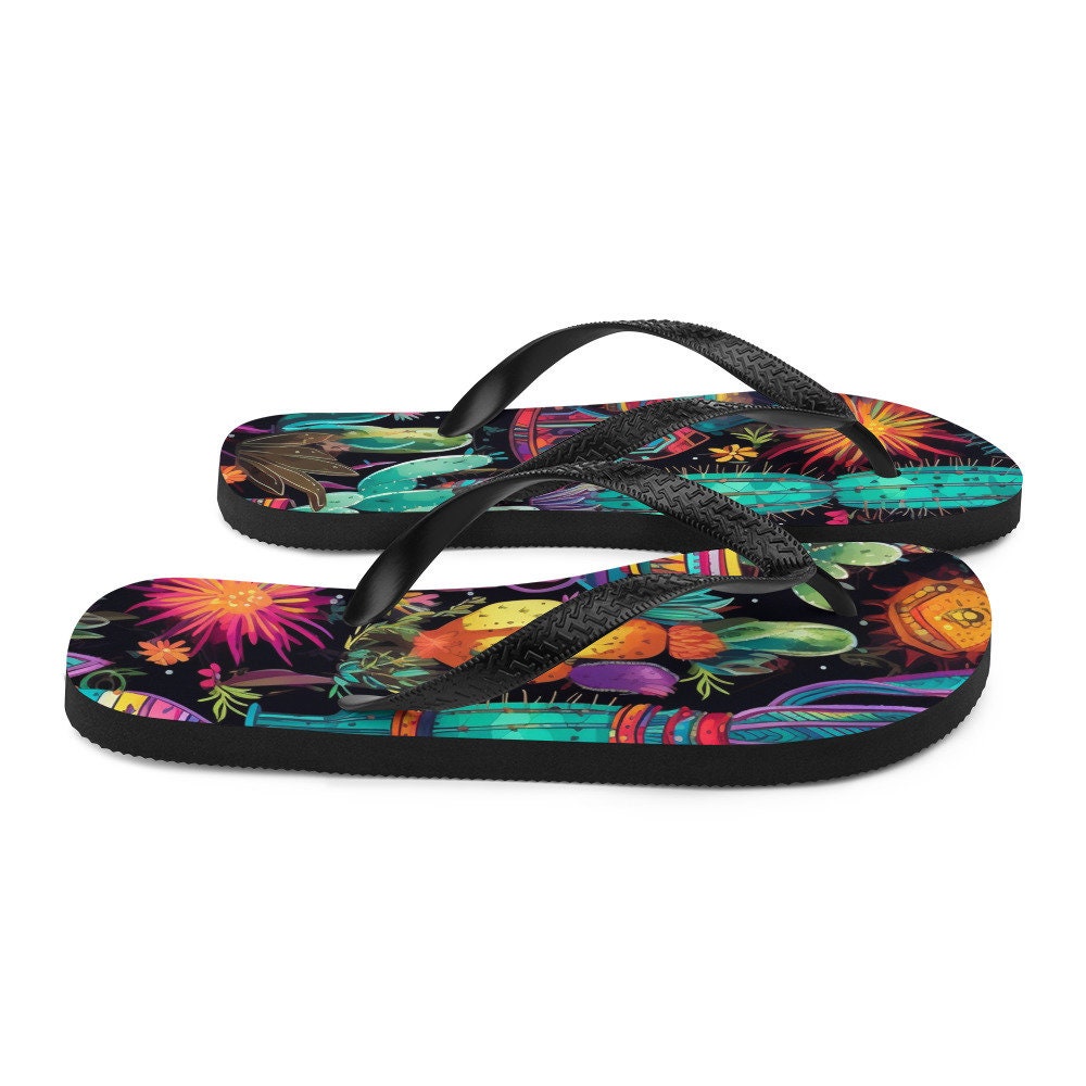 hippieartzone - Sun burst Cactus Flip-Flops