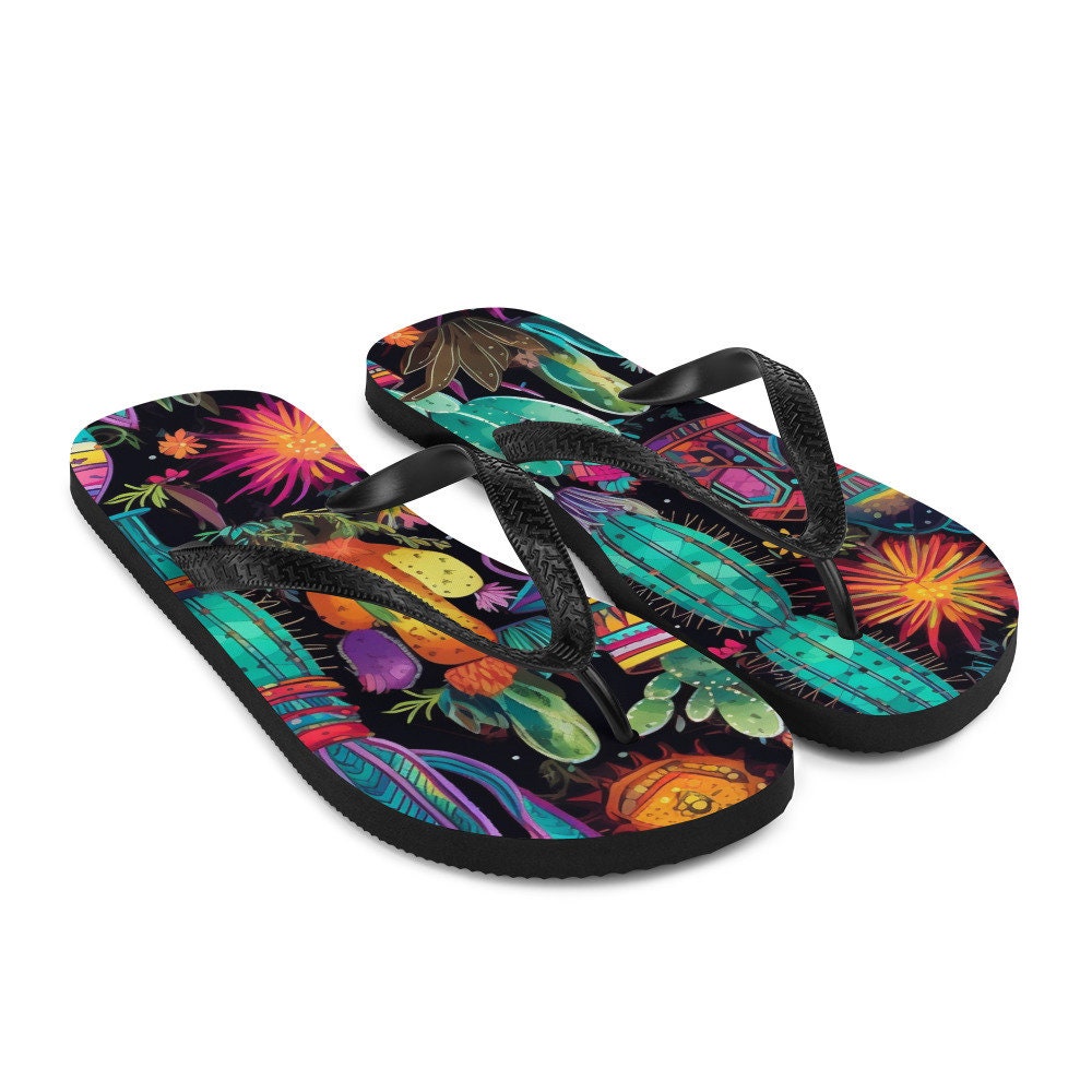 hippieartzone - Sun burst Cactus Flip-Flops