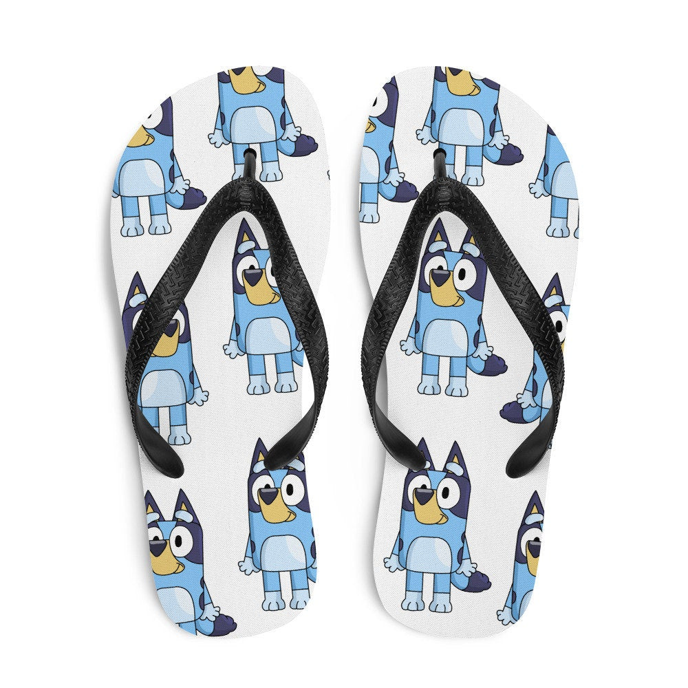 hippieartzone - Blue Dog Cartoon Flip-Flops