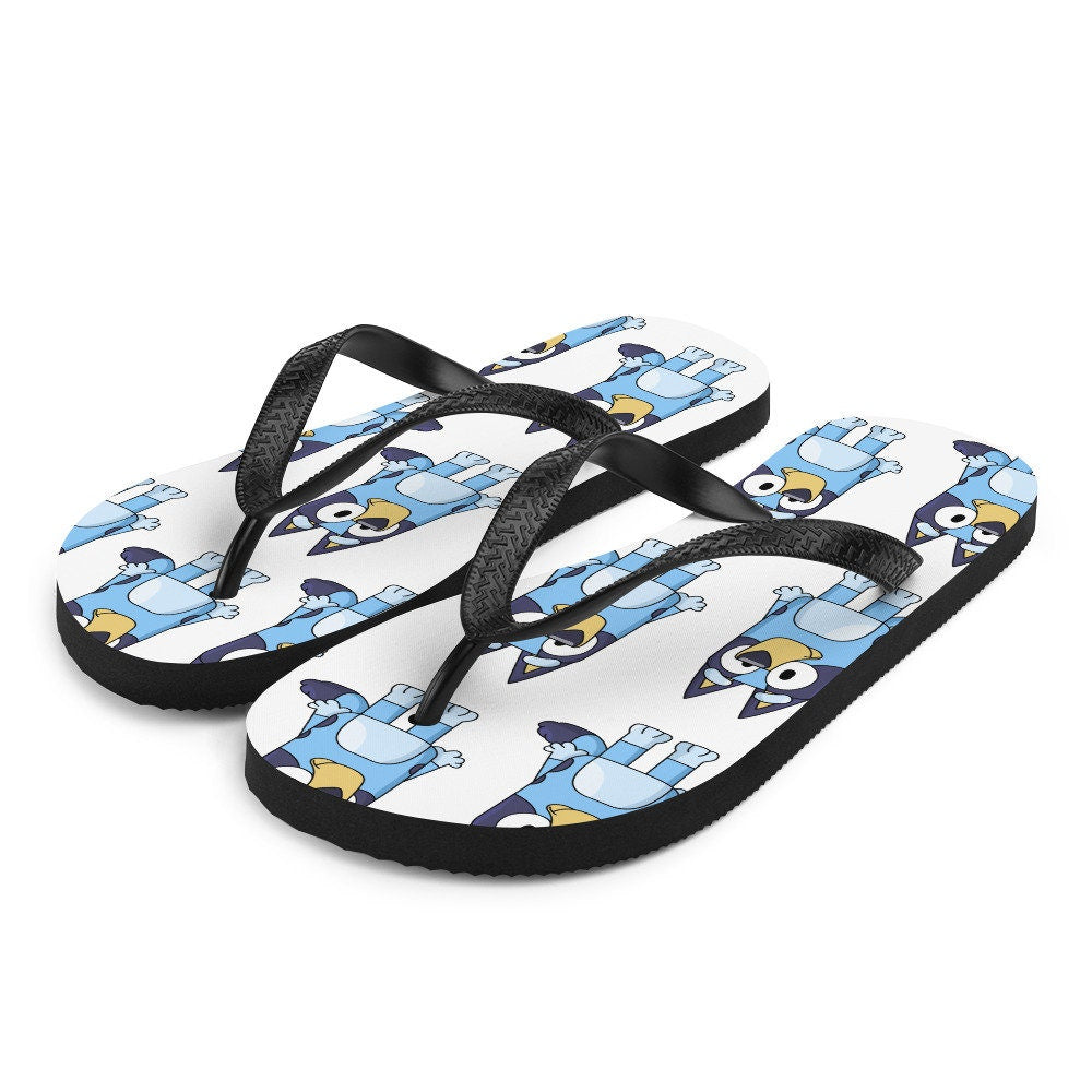 hippieartzone - Blue Dog Cartoon Flip-Flops