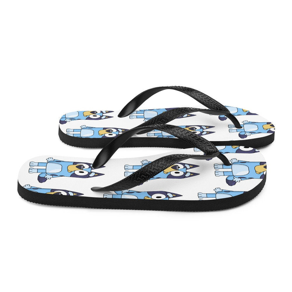 hippieartzone - Blue Dog Cartoon Flip-Flops