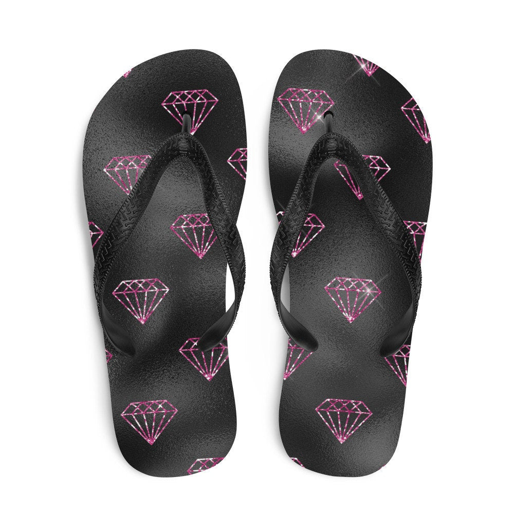 hippieartzone - Hot Pink Diamonds Flip-Flops
