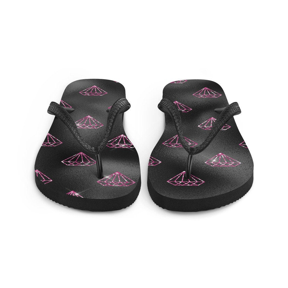 hippieartzone - Hot Pink Diamonds Flip-Flops