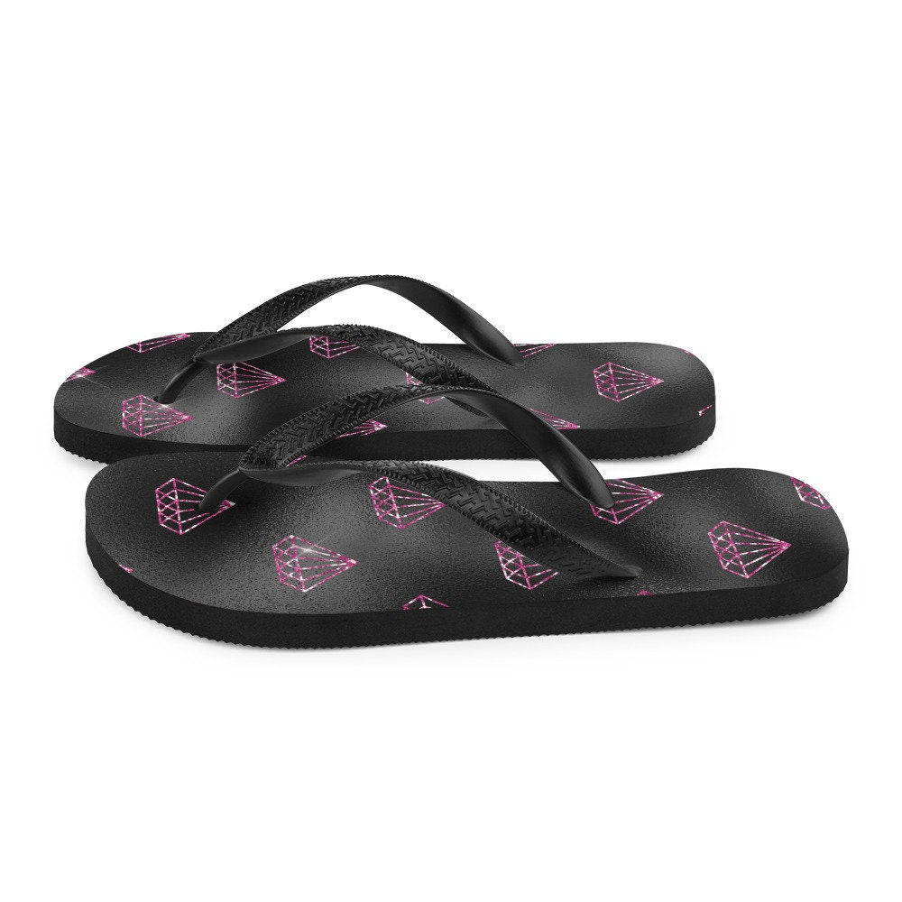 hippieartzone - Hot Pink Diamonds Flip-Flops