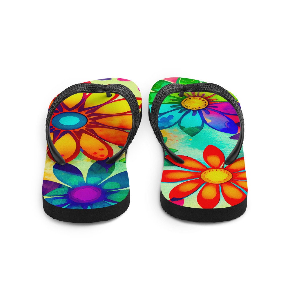 hippieartzone - Colorful Daisies Flip-Flops