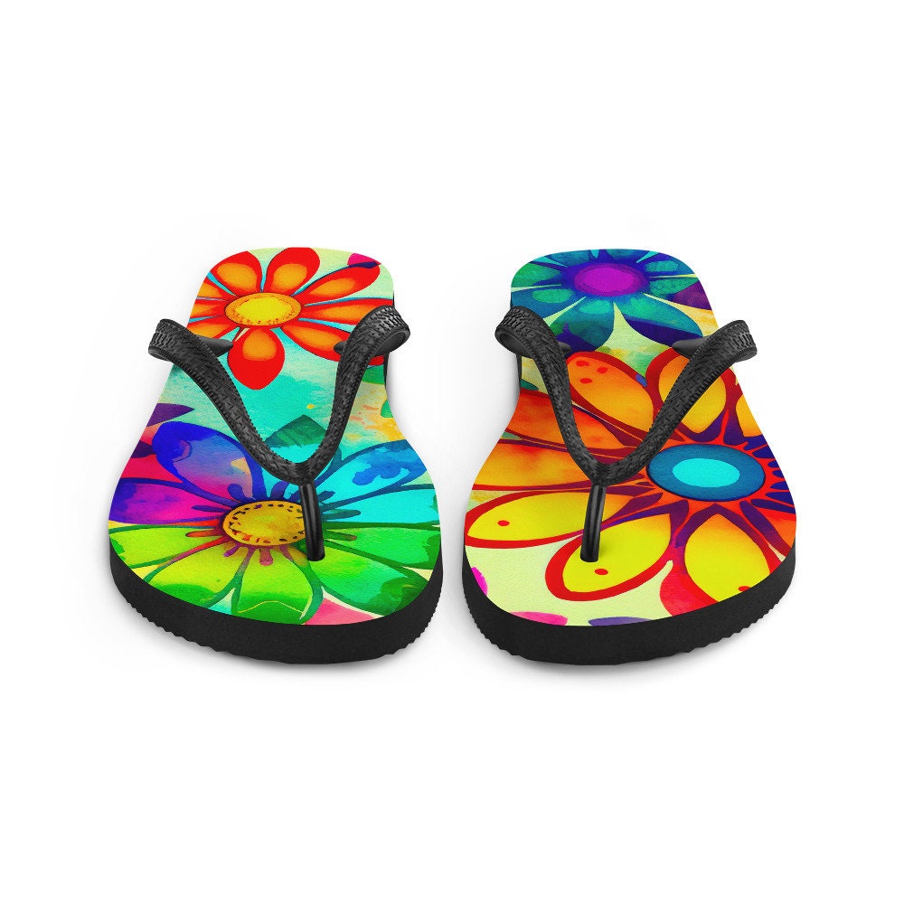 hippieartzone - Colorful Daisies Flip-Flops