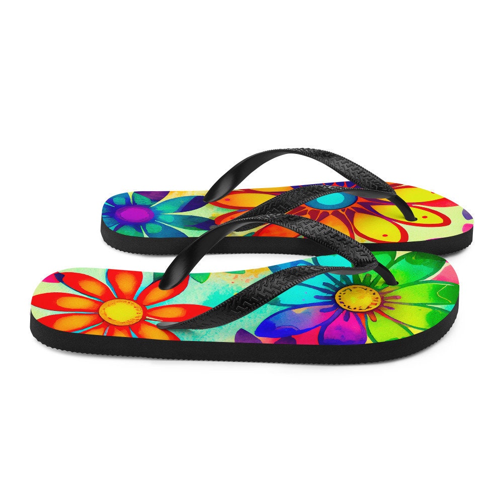 hippieartzone - Colorful Daisies Flip-Flops