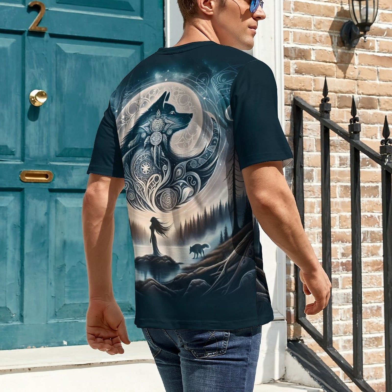 hippieartzone - Sunset Spirit Wolf T-Shirt for Sale by Swaggy Shirt on Etsy, Wolf Spirit Animal Tee, Camping Shirt, Nature Lover Gift, Wildlife Hiking Shirt