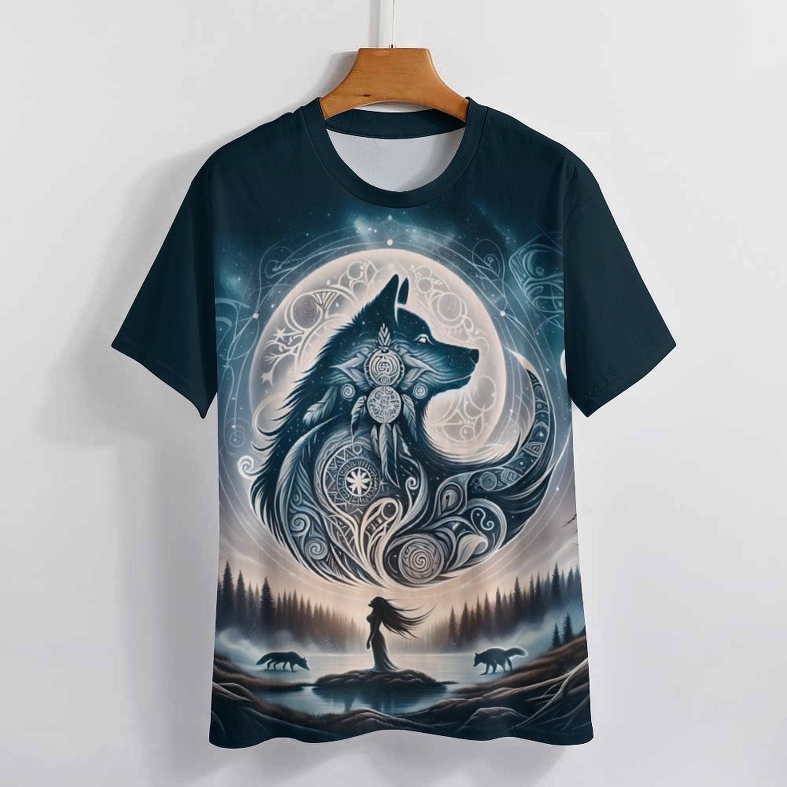hippieartzone - Sunset Spirit Wolf T-Shirt for Sale by Swaggy Shirt on Etsy, Wolf Spirit Animal Tee, Camping Shirt, Nature Lover Gift, Wildlife Hiking Shirt
