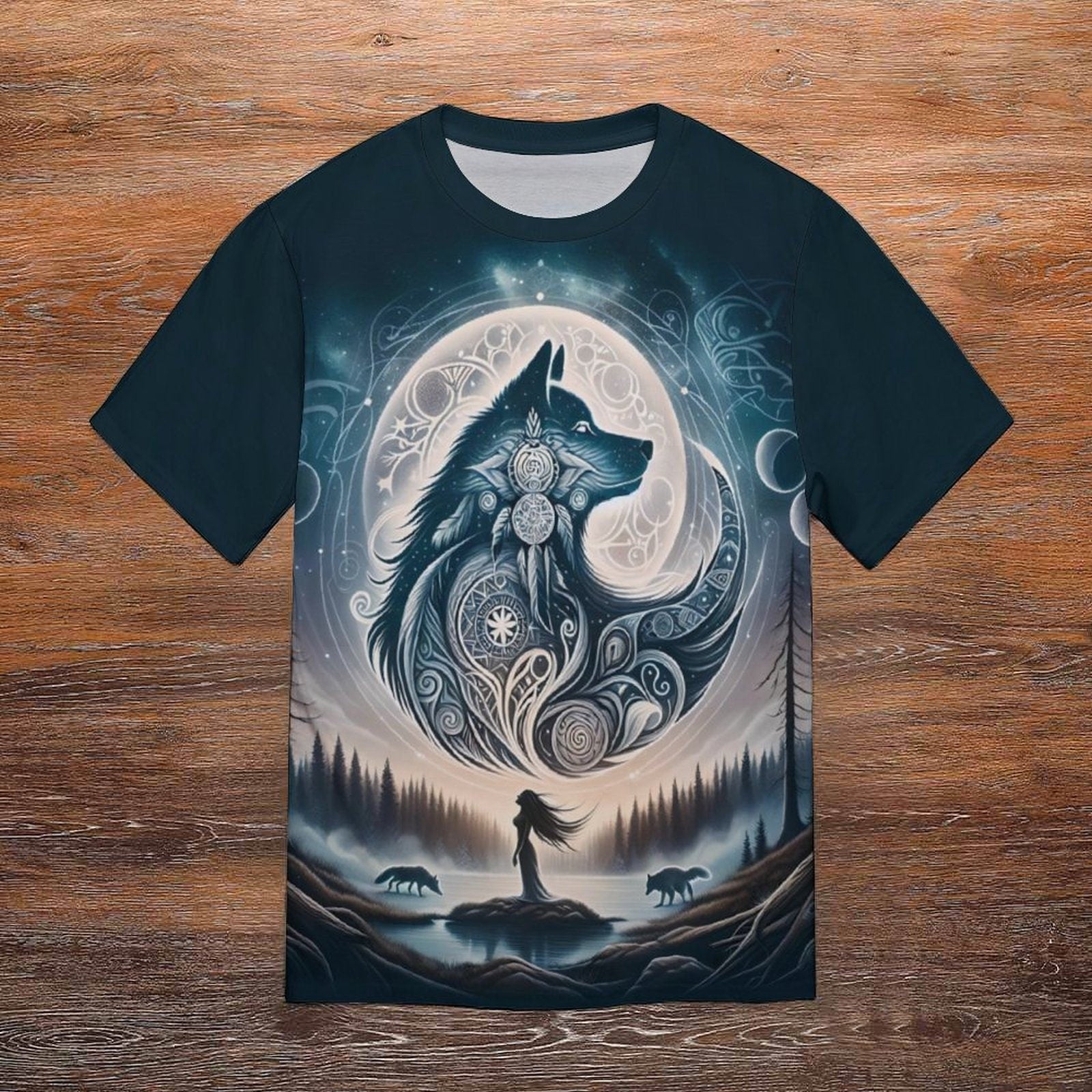 hippieartzone - Sunset Spirit Wolf T-Shirt for Sale by Swaggy Shirt on Etsy, Wolf Spirit Animal Tee, Camping Shirt, Nature Lover Gift, Wildlife Hiking Shirt