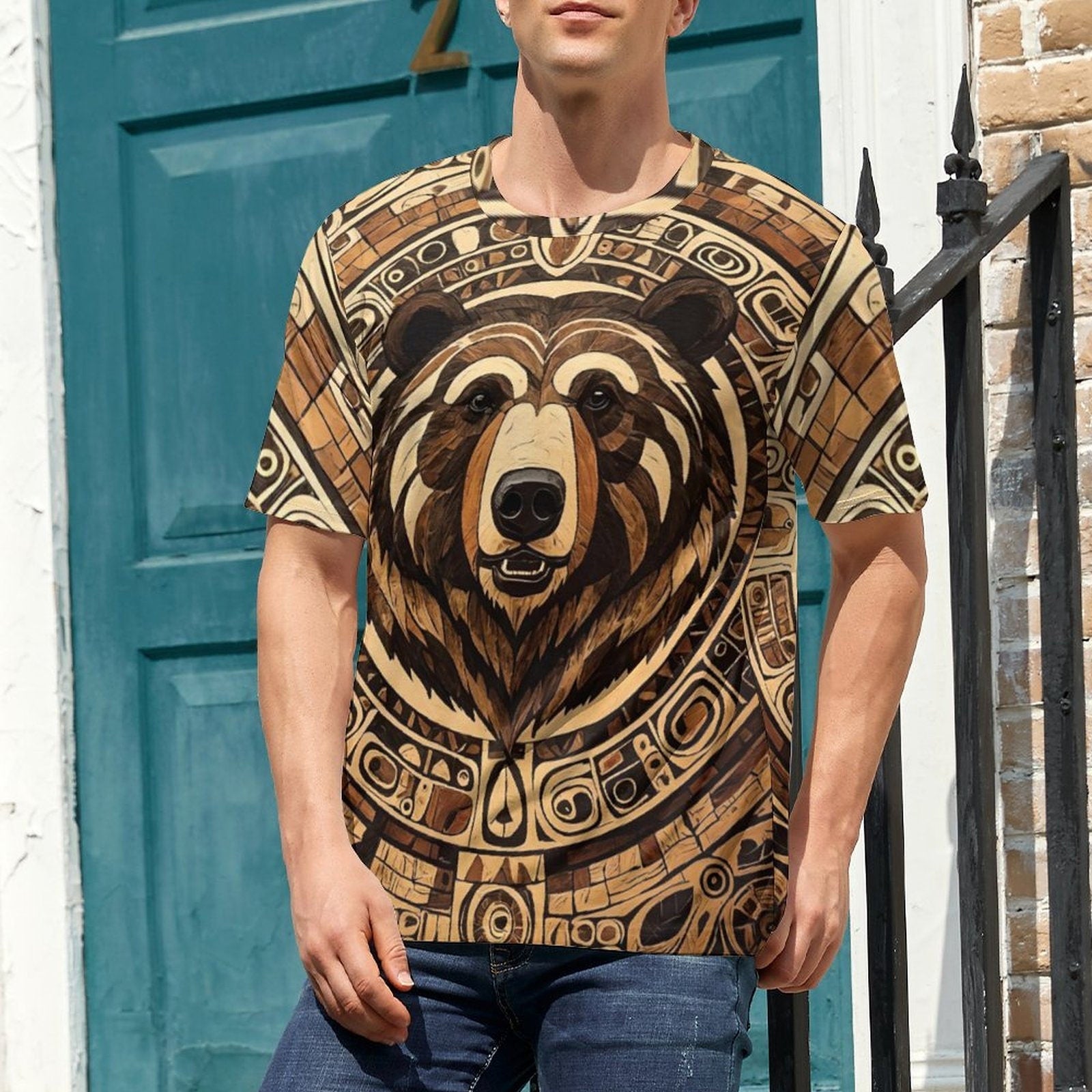 hippieartzone - Native Bear T-Shirt for Sale by Swaggy Shirt on Etsy, American Bear Shirt, Bear Spirit Animal T-Shirt, Bear Graphic Tee, Gift for Bear Lover