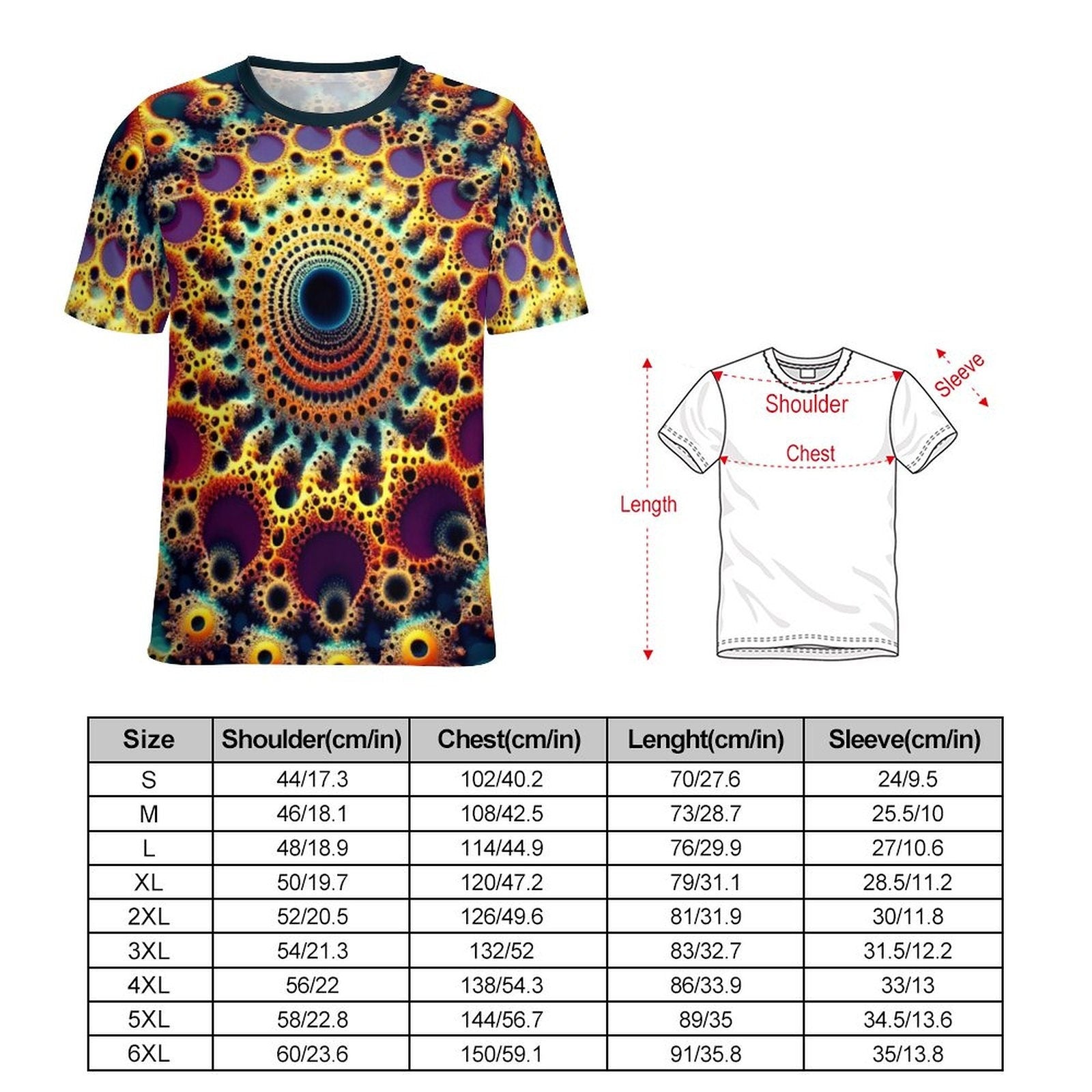 hippieartzone - Optical Illusion T-Shirt, Fractal Shirt for Sale by Swaggy Shirts on Etsy, Festival Clothing, Men's Psychedelic T-Shirt, Gift for Brother