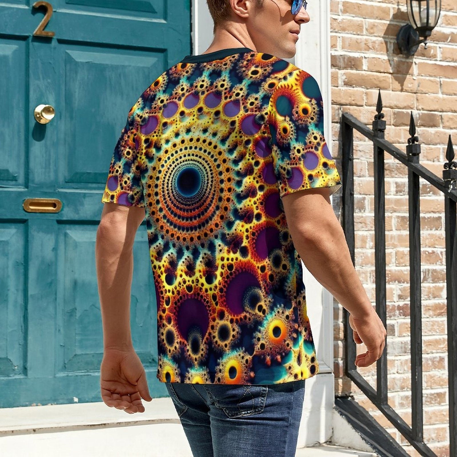 hippieartzone - Optical Illusion T-Shirt, Fractal Shirt for Sale by Swaggy Shirts on Etsy, Festival Clothing, Men's Psychedelic T-Shirt, Gift for Brother