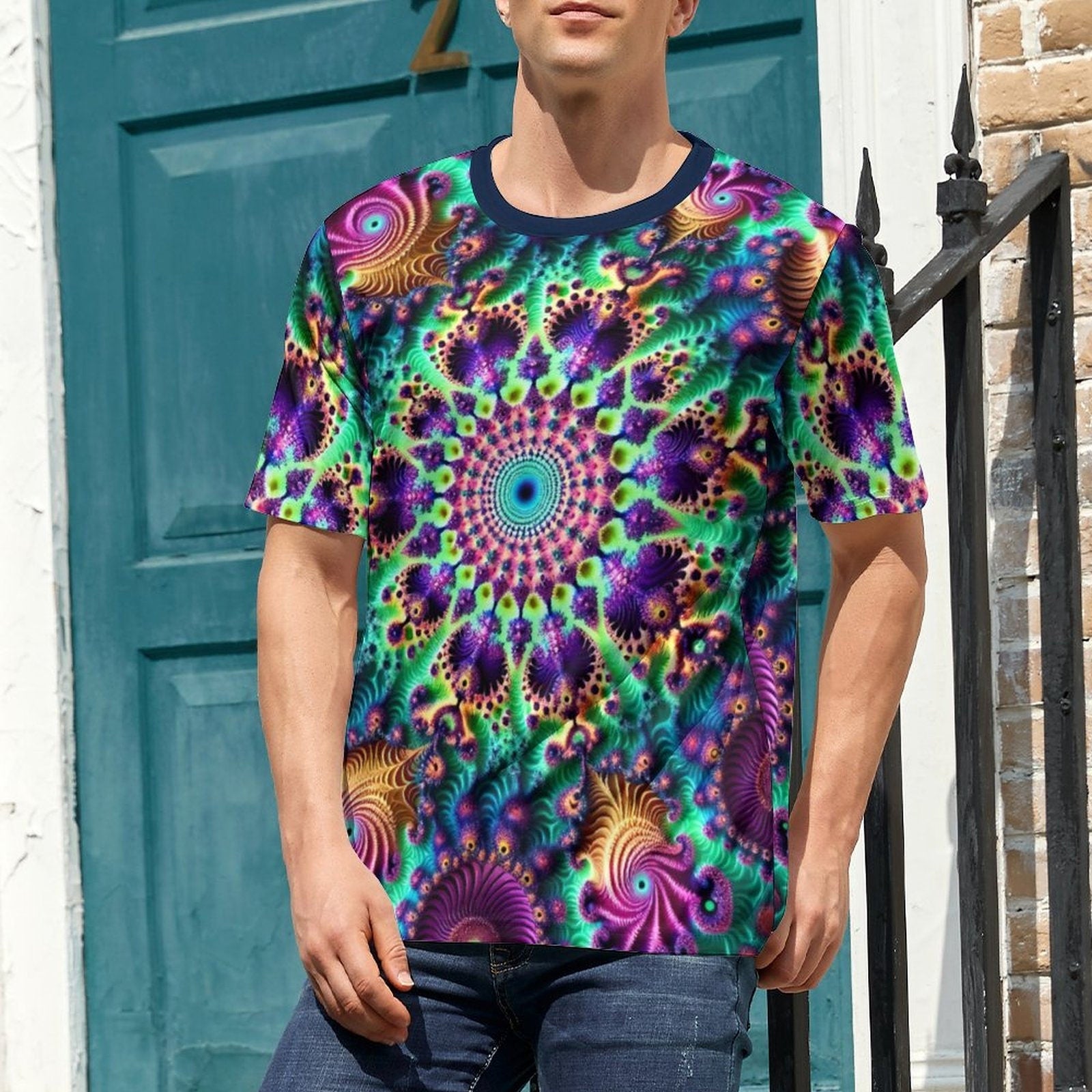 hippieartzone - Fractal T-Shirt, Cool Fractal Shirt for Sale by Swaggy Shirt on Etsy, Funky Trippy Apparel, Psychedelic T-Shirt, Festival Clothing, Dad Gift