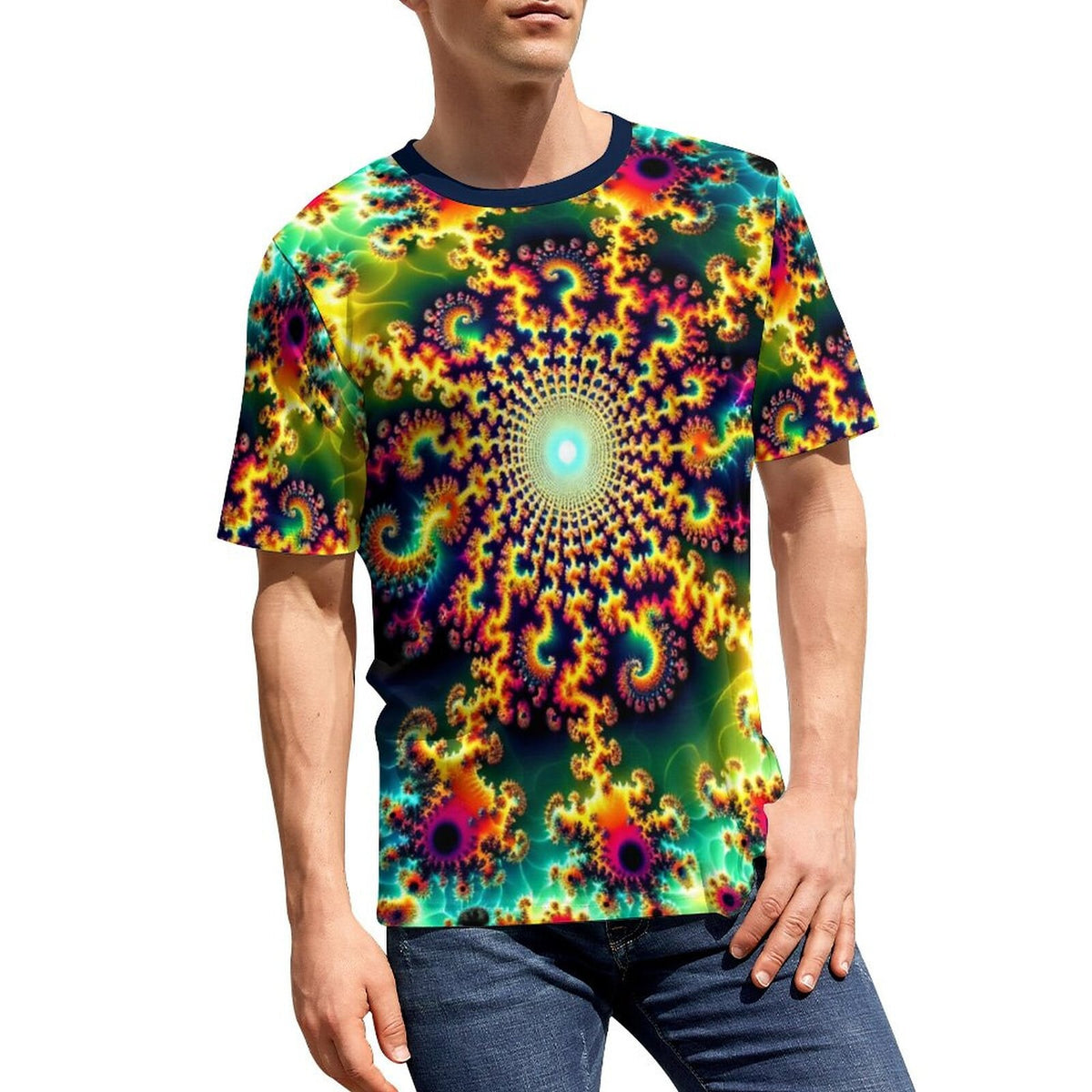 hippieartzone - Psychedelic T-Shirt, Fractal Shirt for Sale by Swaggy Shirt on Etsy, Mandekgrot Art Shirt, Festival Clothing, Fun Trippy Shirt, Gift for Him