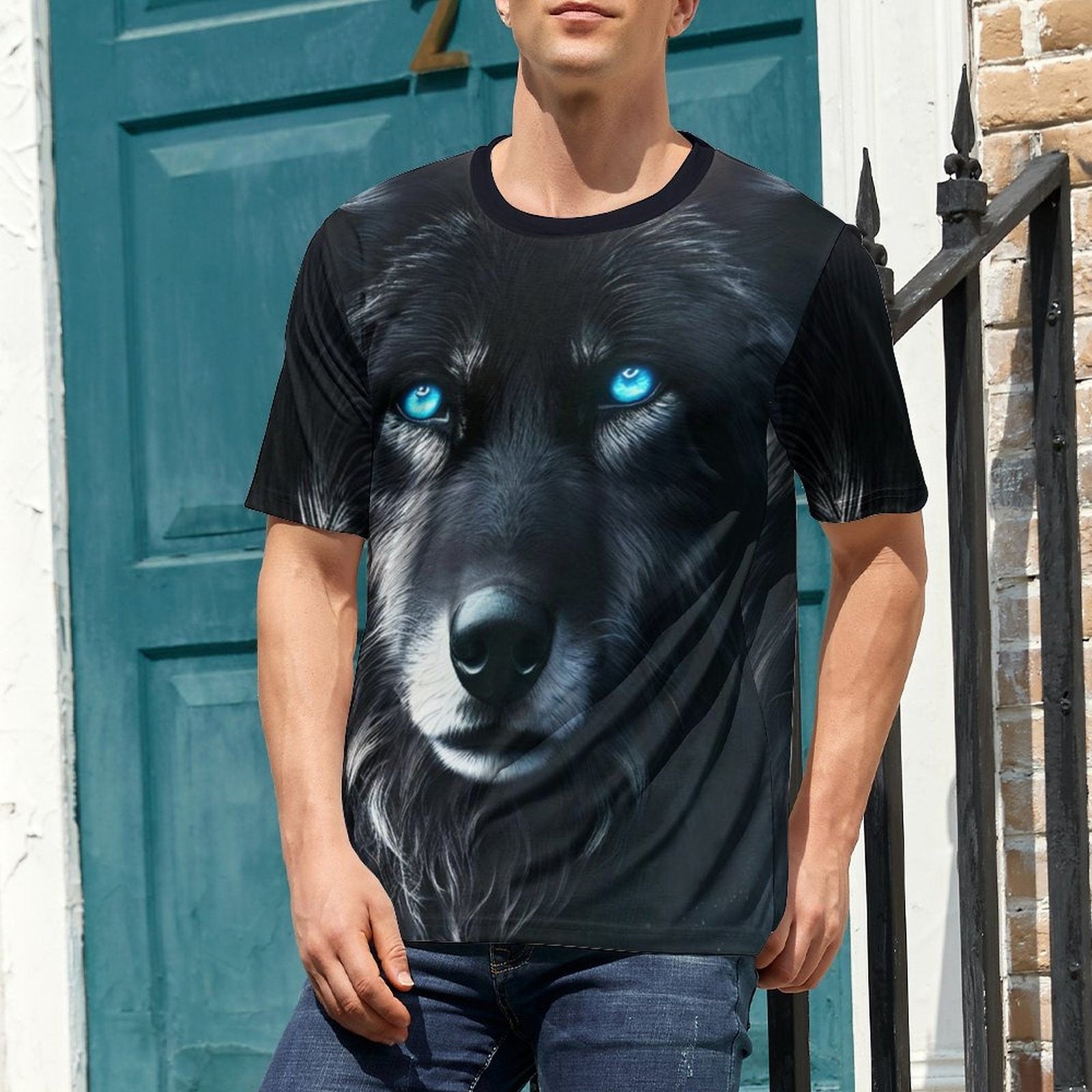 hippieartzone - Black Wolf Spirit T-Shirt Shirts Wolf Lovers Shirt, Animal T-Shirt, Wolf Graphic Tee, Gift for Him, Wolf Shirts