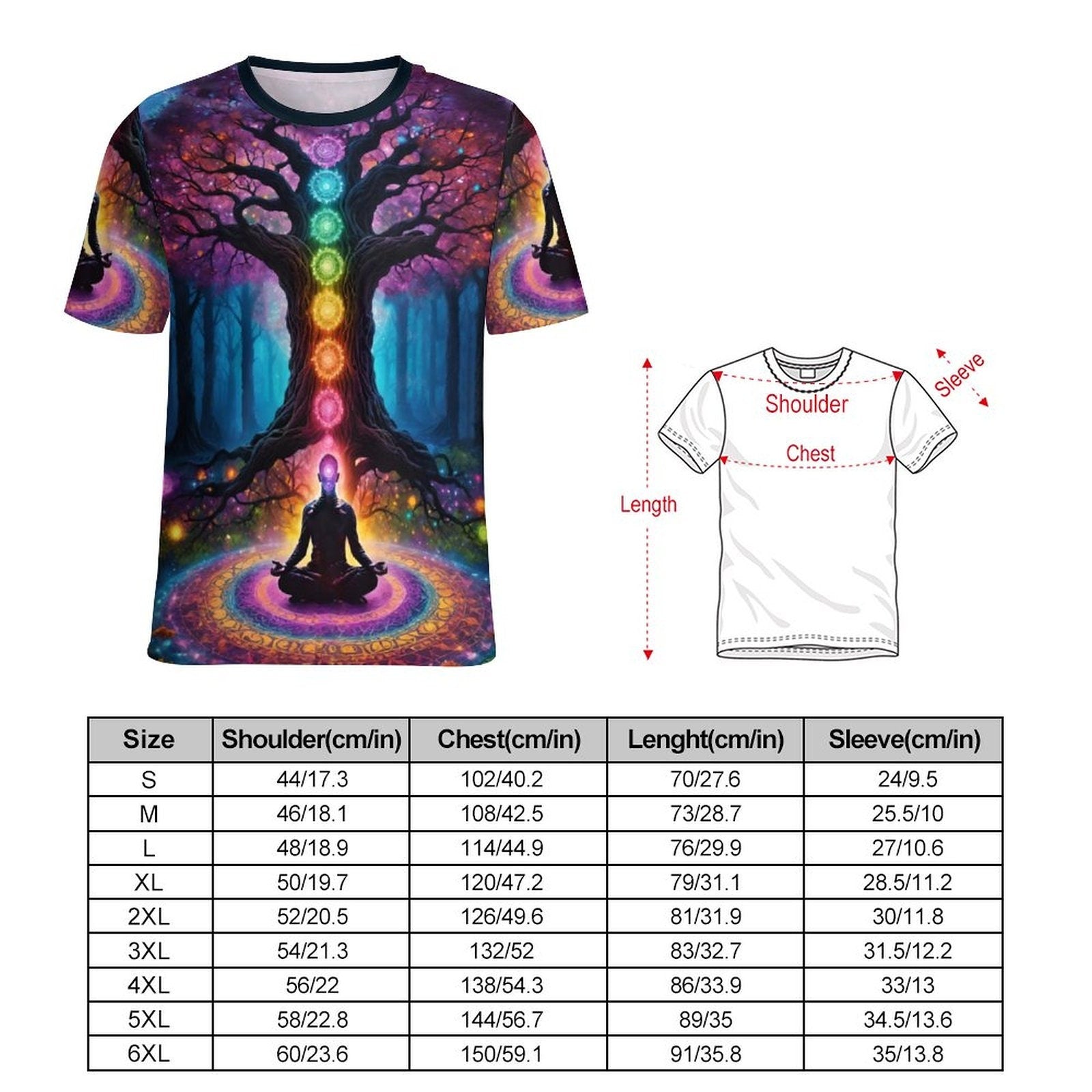 hippieartzone - Tree of Life T-Shirt Shirts Chakra Shirt, Women's Meditation T-Shirt, Spiritual Gift Shirt, Unisex Yoga Clothing
