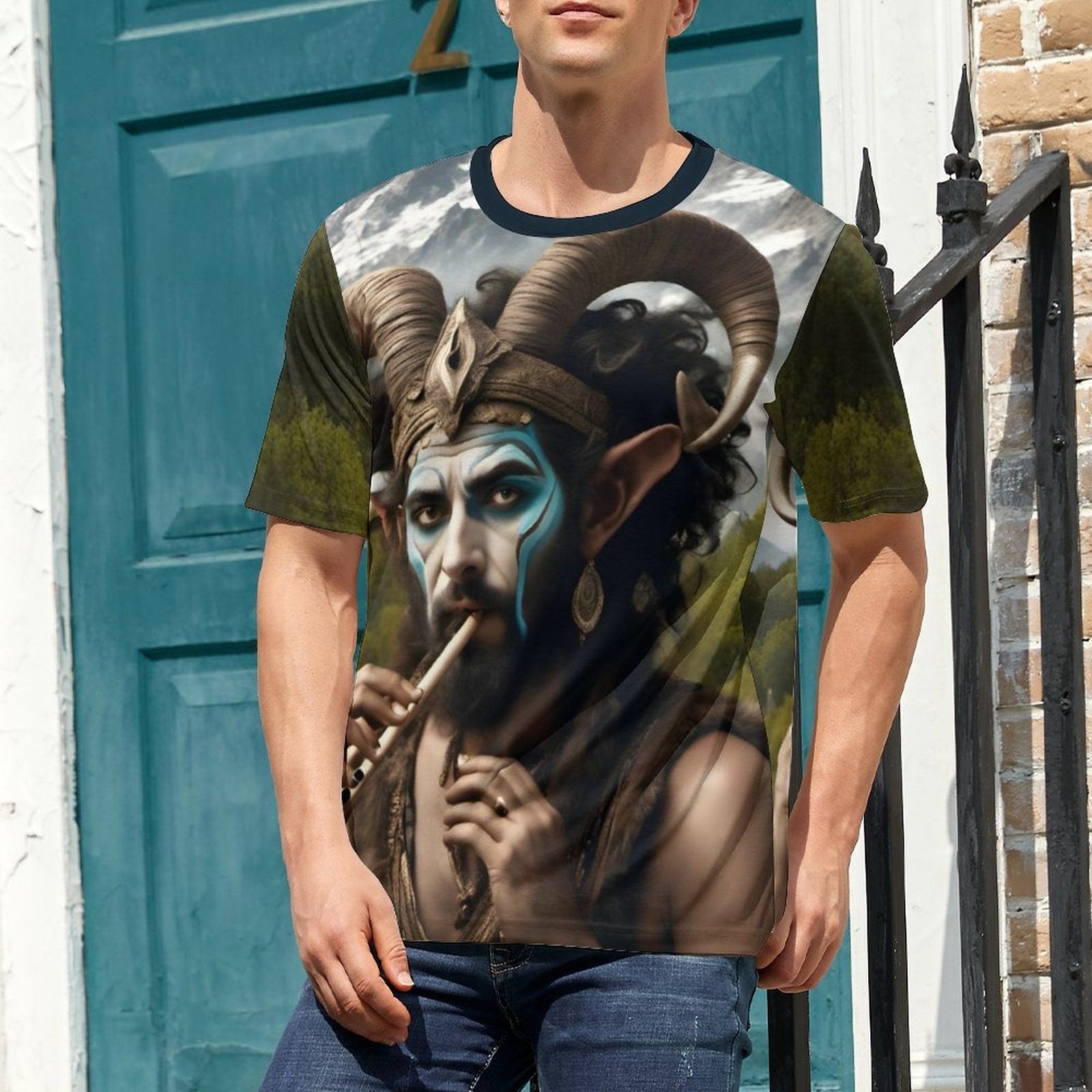 hippieartzone - Pan God T-Shirt For Sale by Swaggy Shirts Spiritual Clothing, Forest God Shirt, Wiccan God Tee, The God Pan Shirt, Gift For Brother
