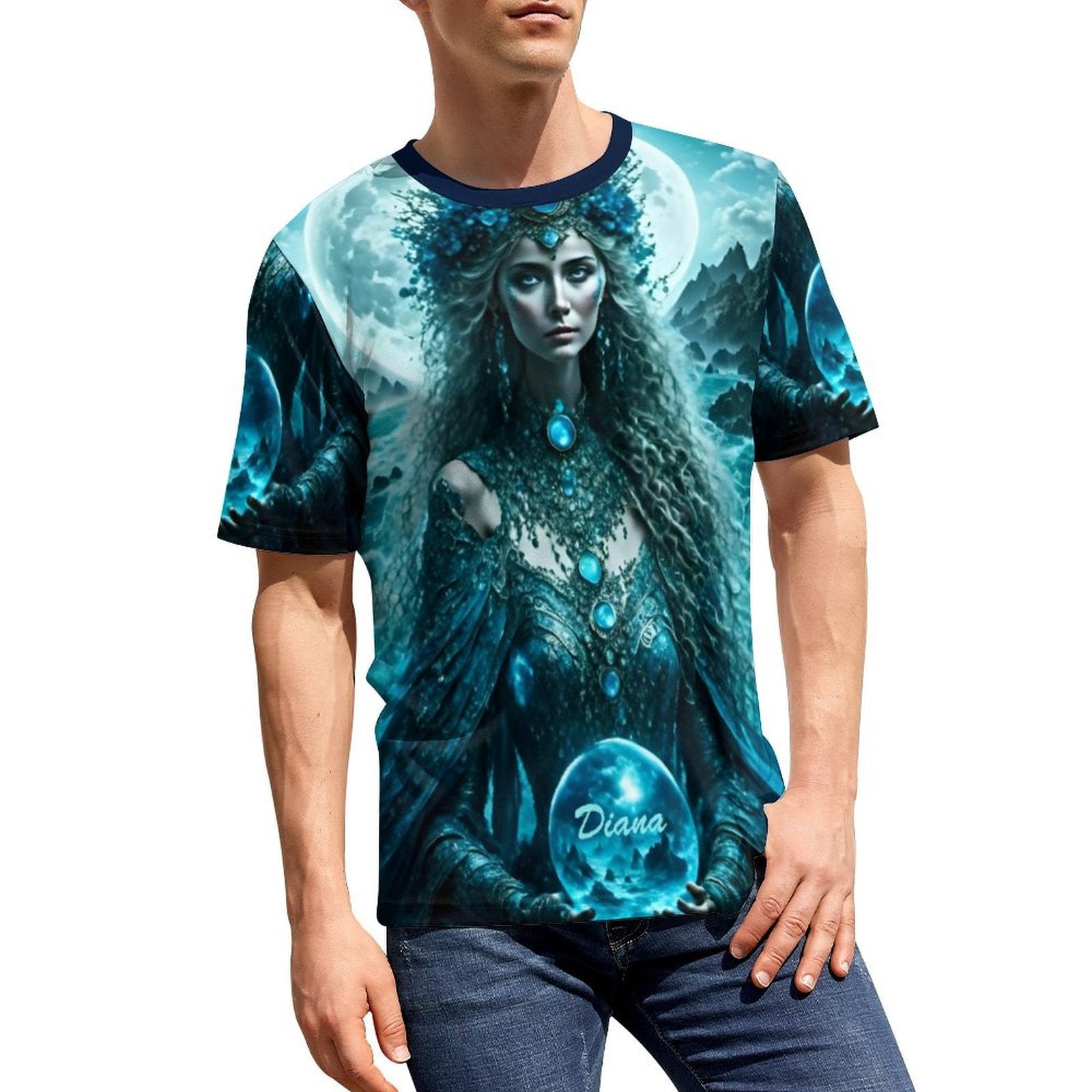 hippieartzone - Moon Goddess Diana T-Shirt For Sale by Swaggy Shirts Spiritual Clothes, Unisex Tee's For Men & Women