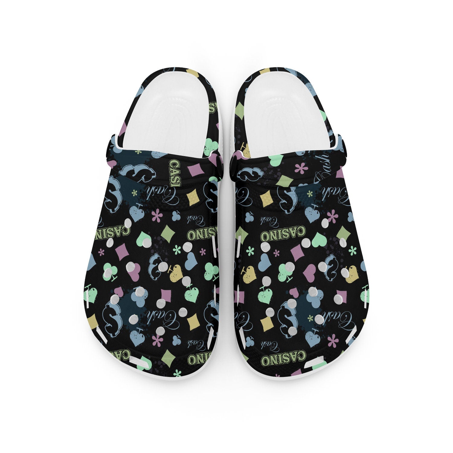 hippieartzone - Black Casino Unisex Classic Clogs for Men and Women 