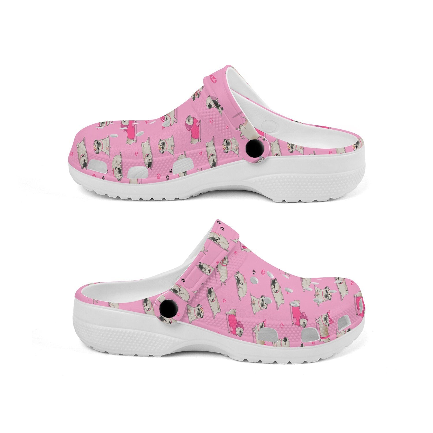 hippieartzone - Cute Pug Pink Clogs for Men and Women 