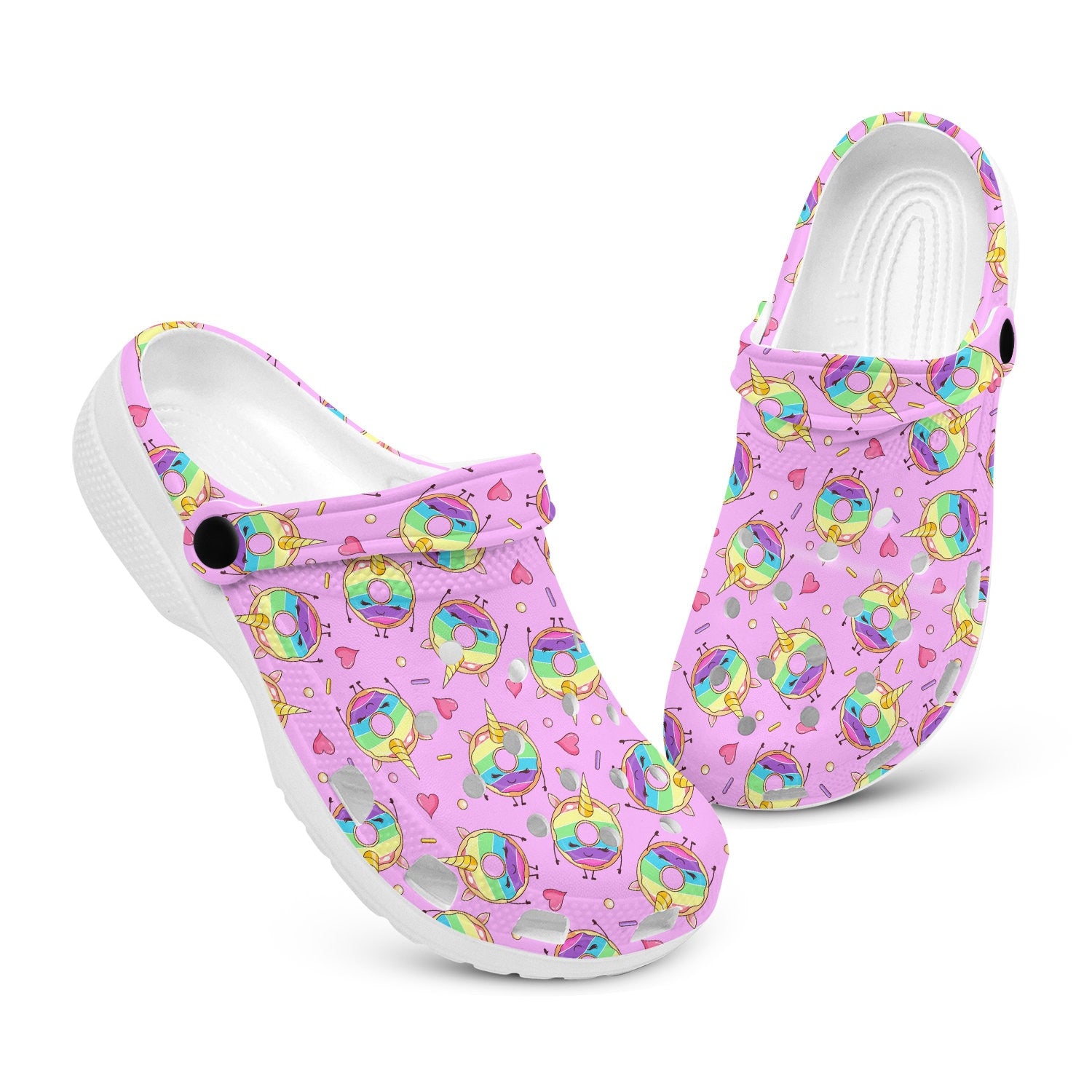 hippieartzone - Pink Unicorn Donut Clogs for Men and Women 