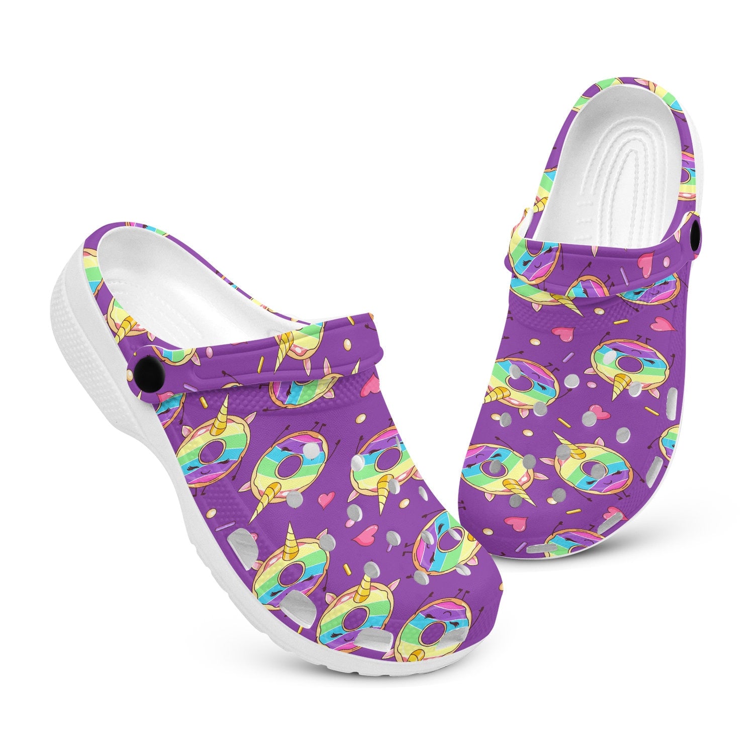 hippieartzone - Purple Unicorn Donut Clogs for Men and Women 
