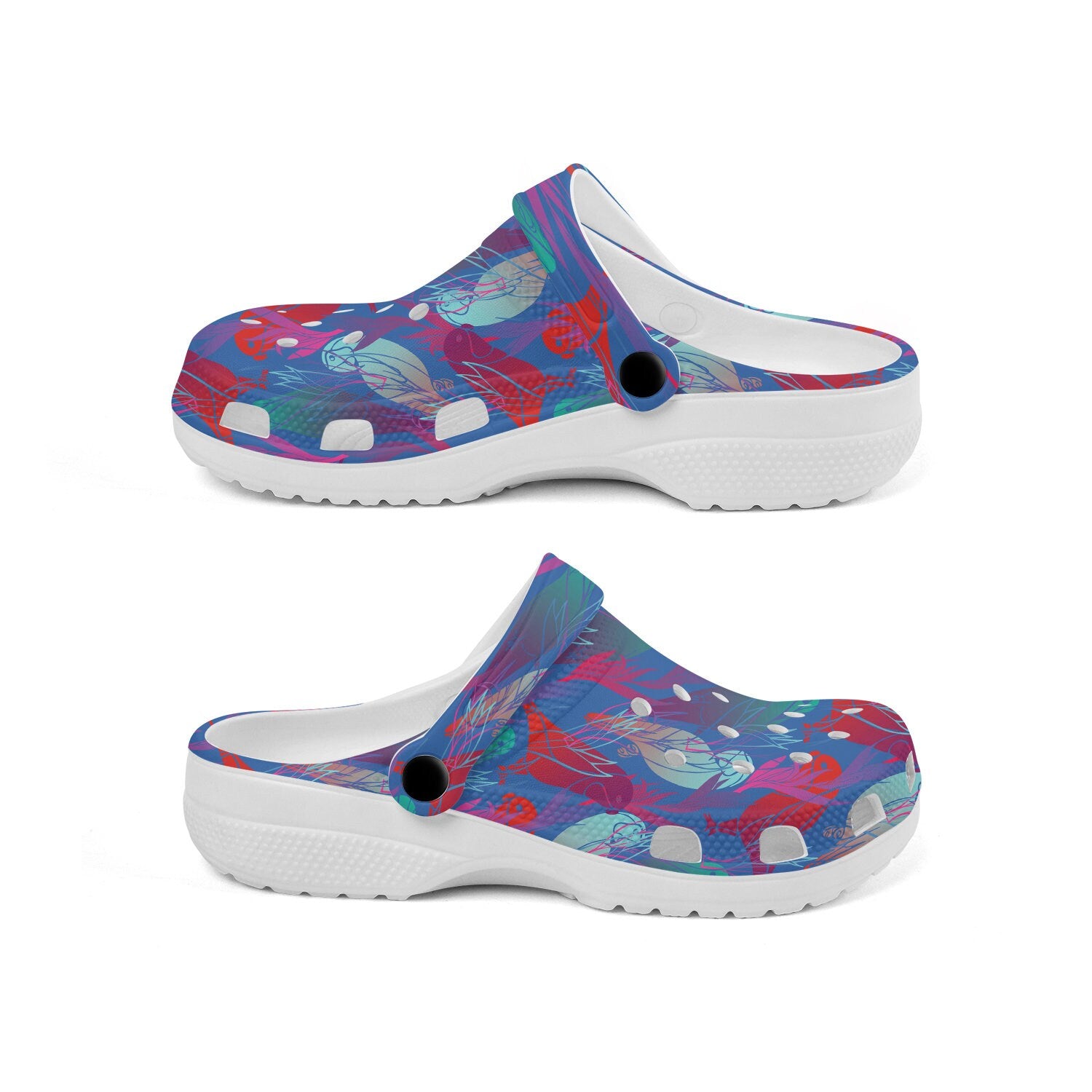 hippieartzone - Abstract Parrot Blue Clogs for Men and Women 