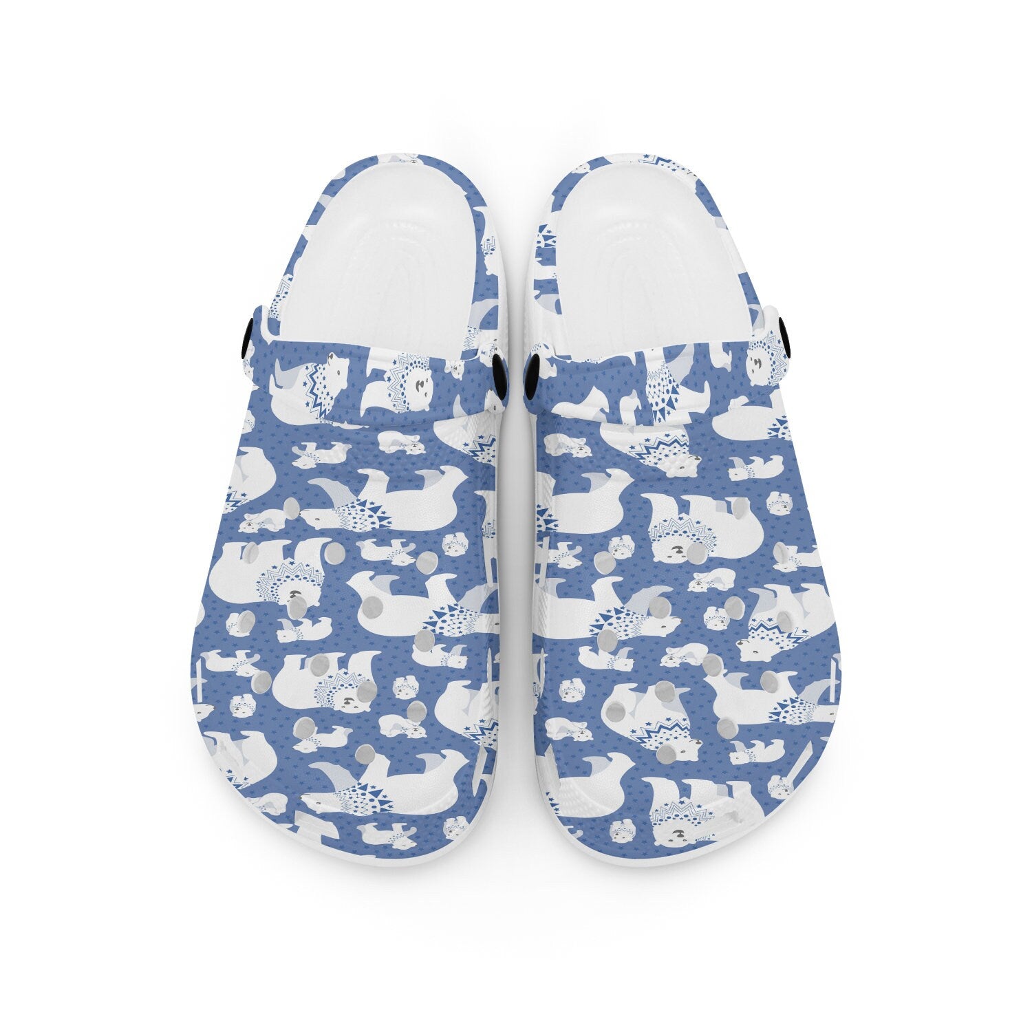 hippieartzone - Blue Stars Polar Bear Clogs for Men and Women 