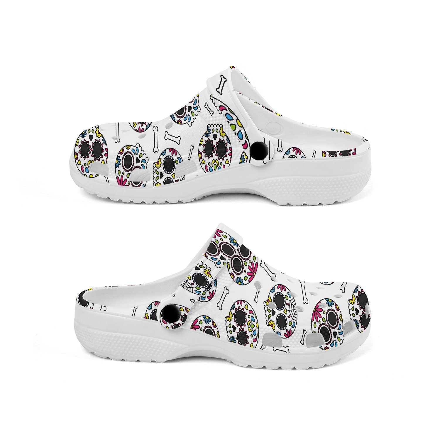 hippieartzone - Punk Rock Sugar Skull Clogs for Men and Women 