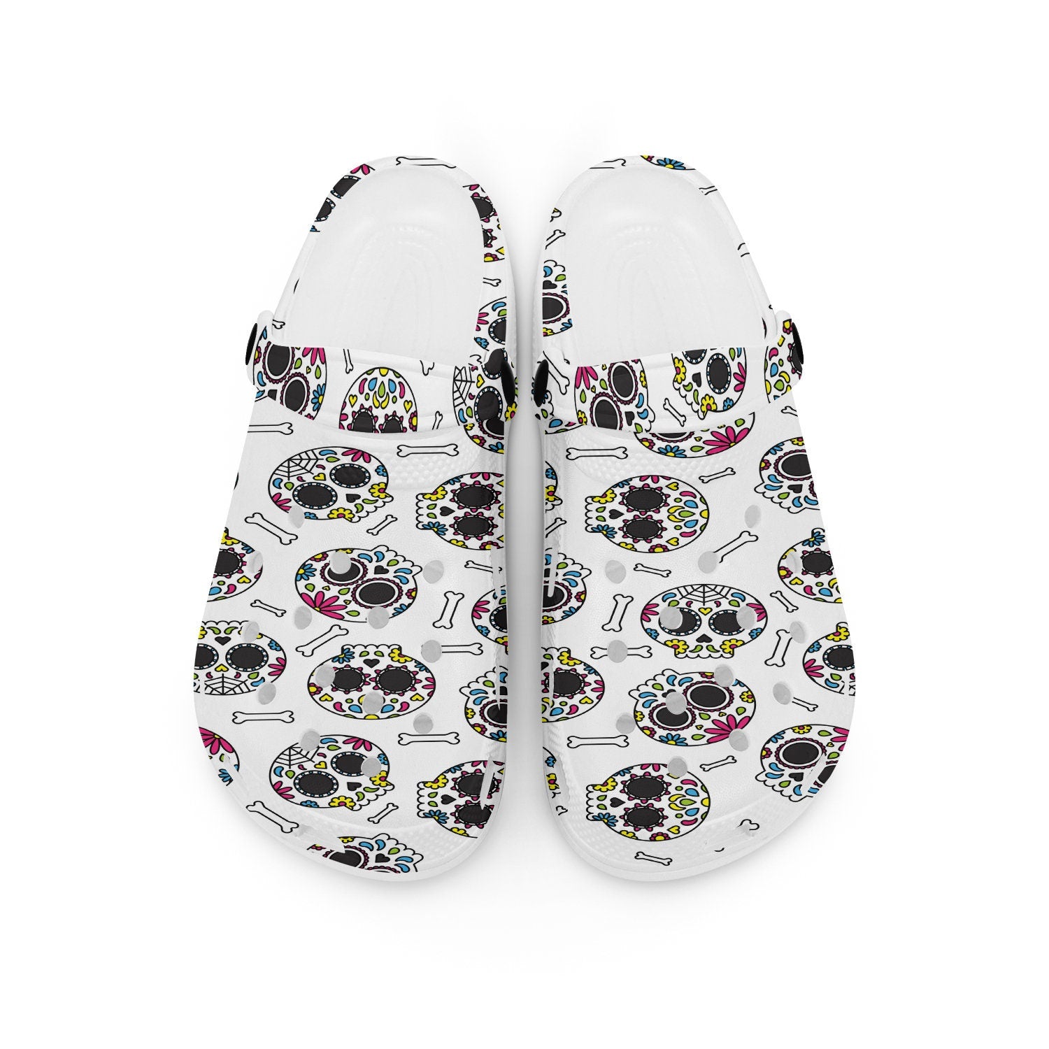 hippieartzone - Punk Rock Sugar Skull Clogs for Men and Women 