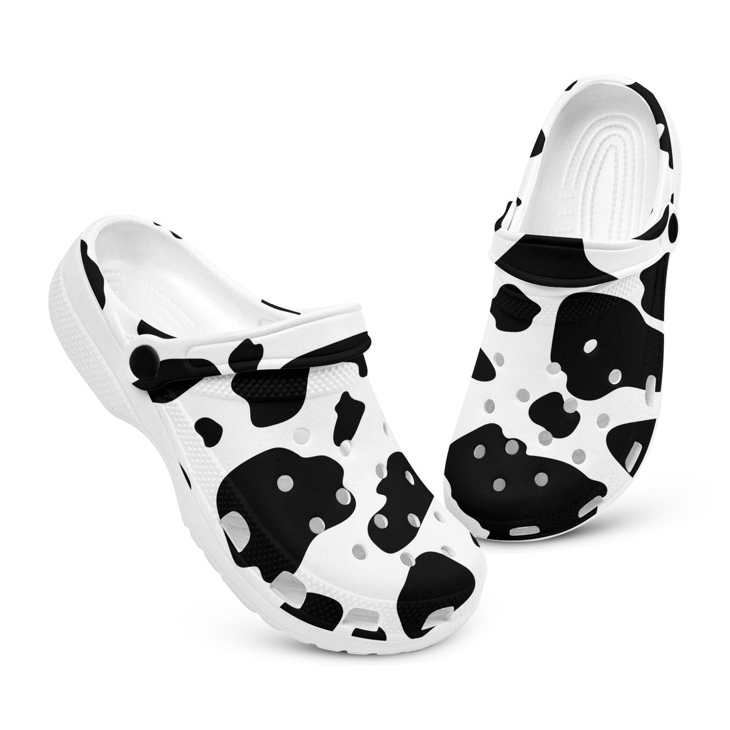 hippieartzone - Cow Print Pattern Clogs for Men and Women  cow print mules calf printed nursing shoes