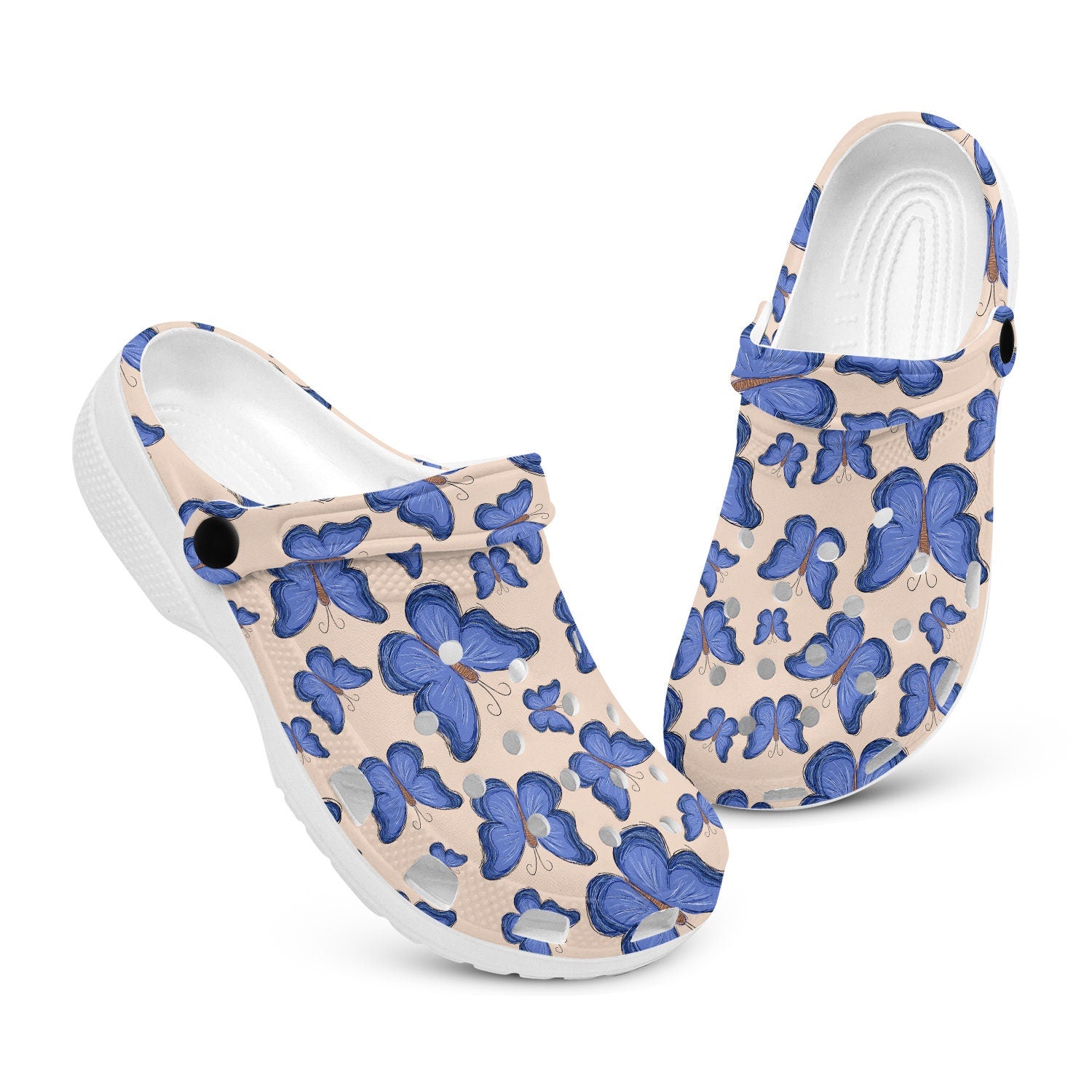 hippieartzone - Blue Butterflies Animal Clogs for Men and Women 