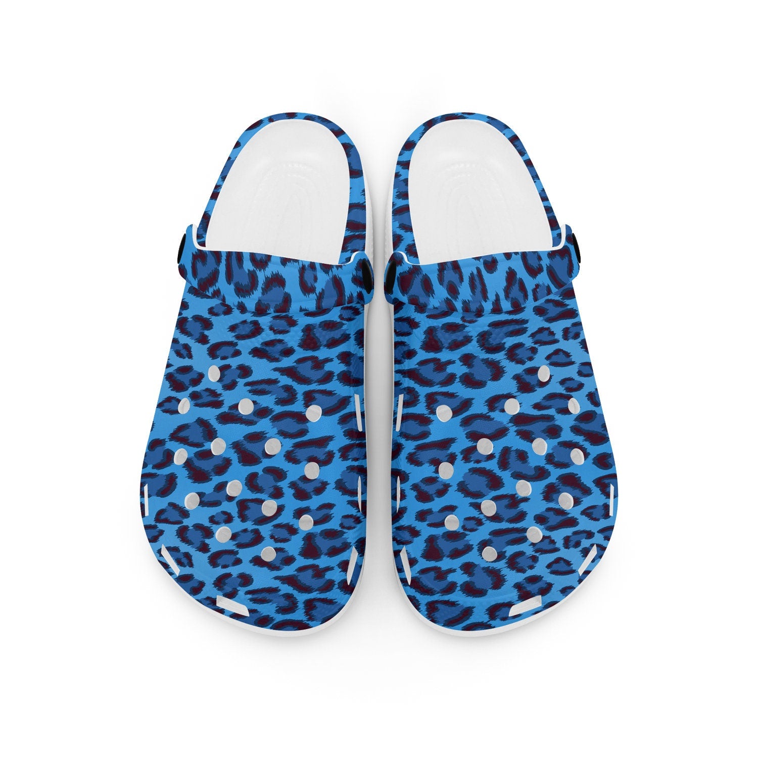 hippieartzone - Blue Leopard Animal Clogs for Men and Women 