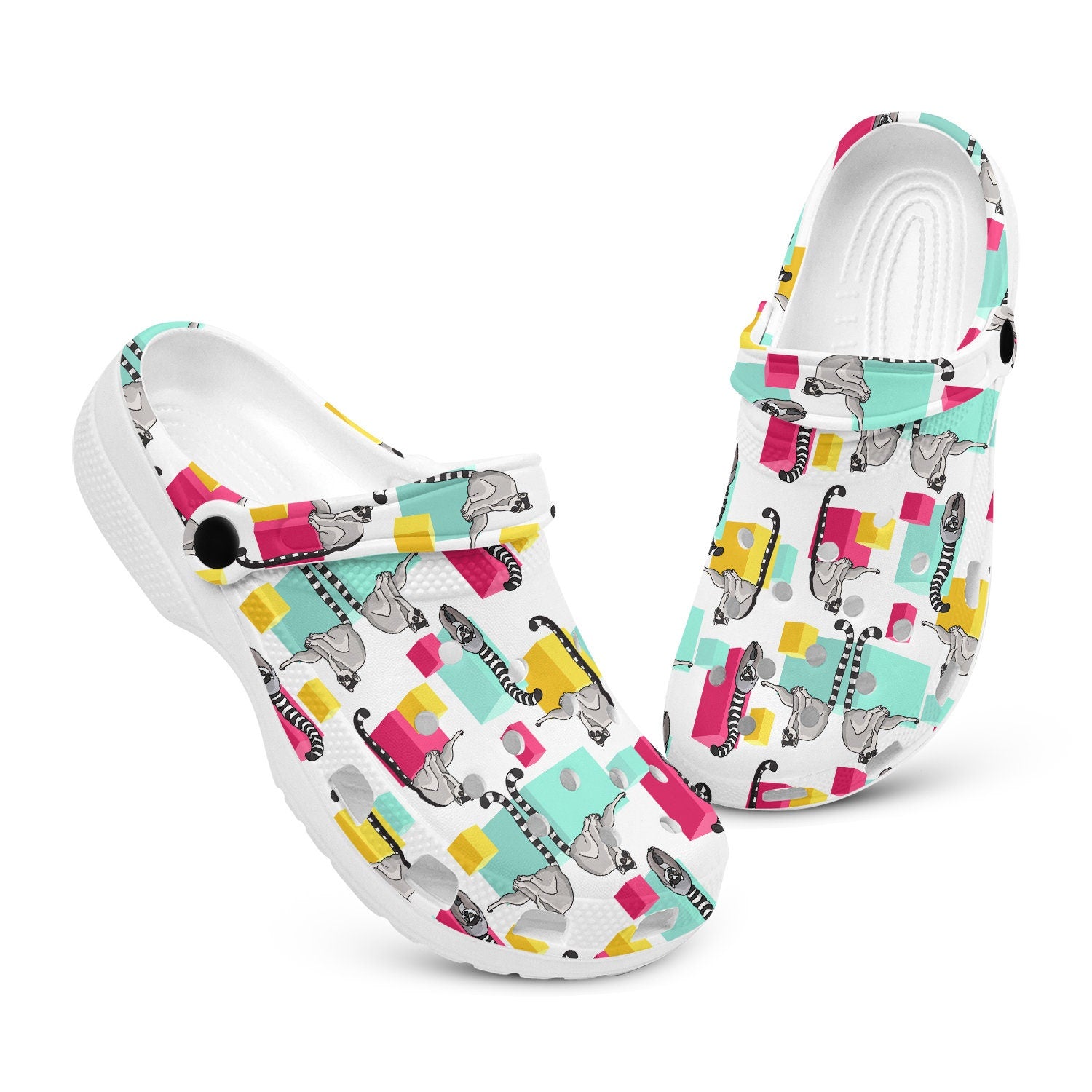 hippieartzone - Boxes Lemur Abstract Clogs for Men and Women 