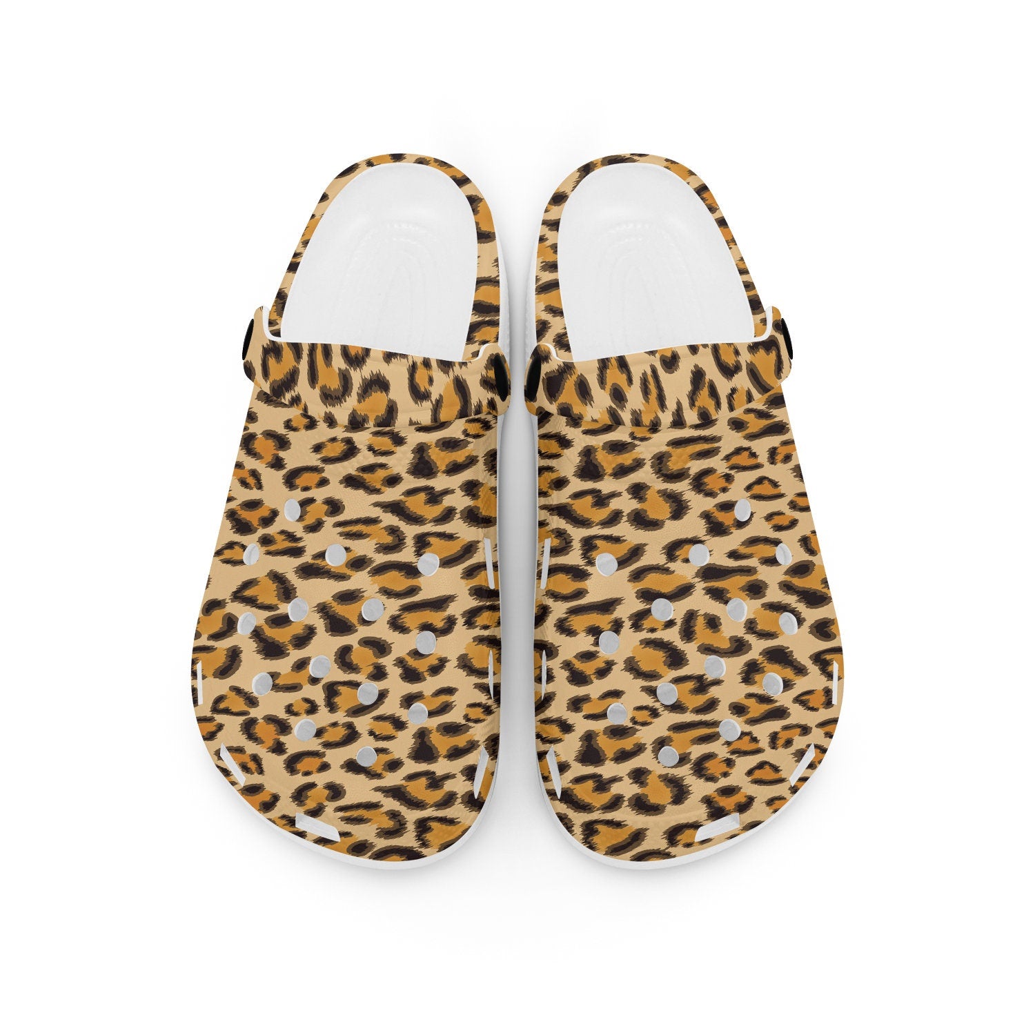 hippieartzone - Brown Leopard Skin Clogs for Men and Women 