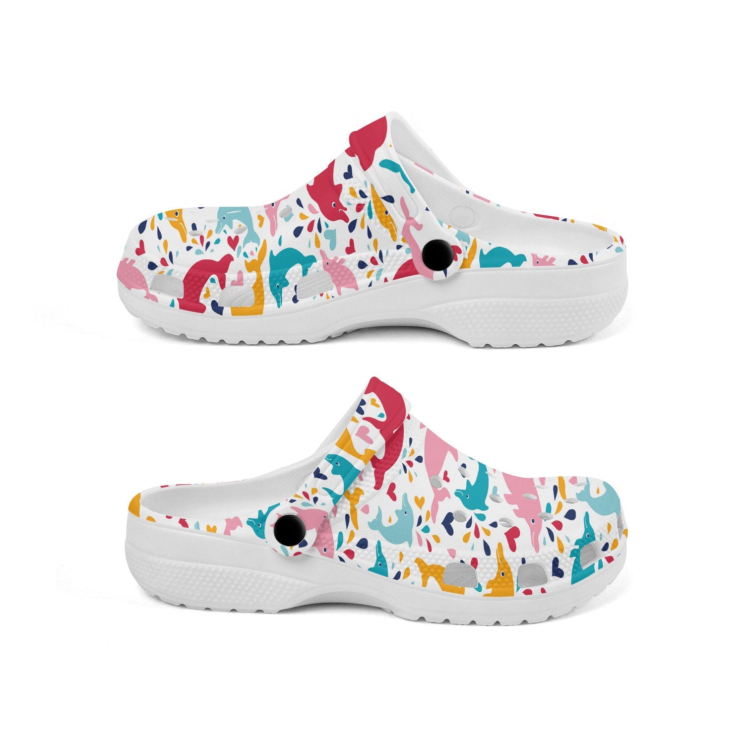 hippieartzone - Colorful Dolphin Animal Clogs for Men and Women