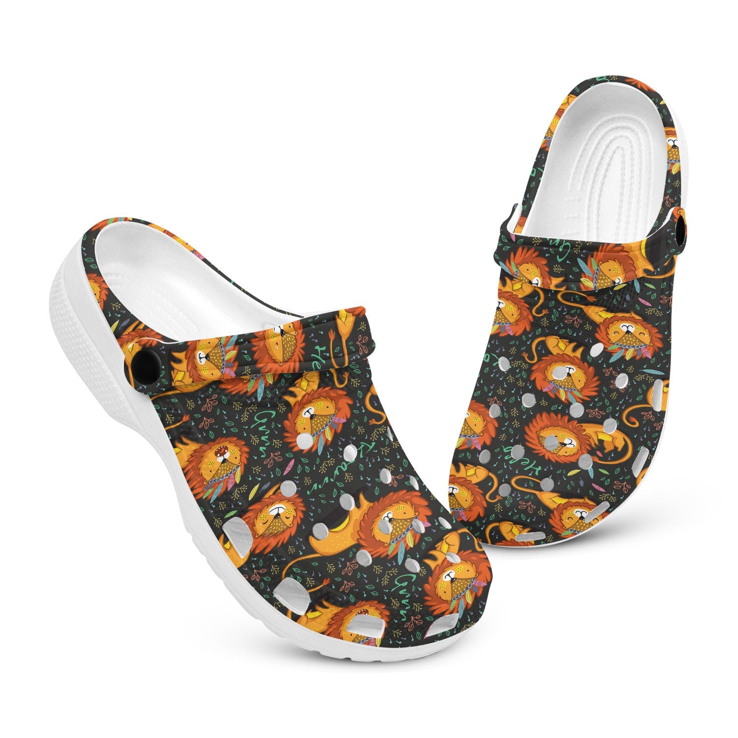 hippieartzone - Funny Lion Animal Clogs for Men and Women