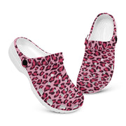 hippieartzone - Pink Leopard Skin Clogs for Men and Women