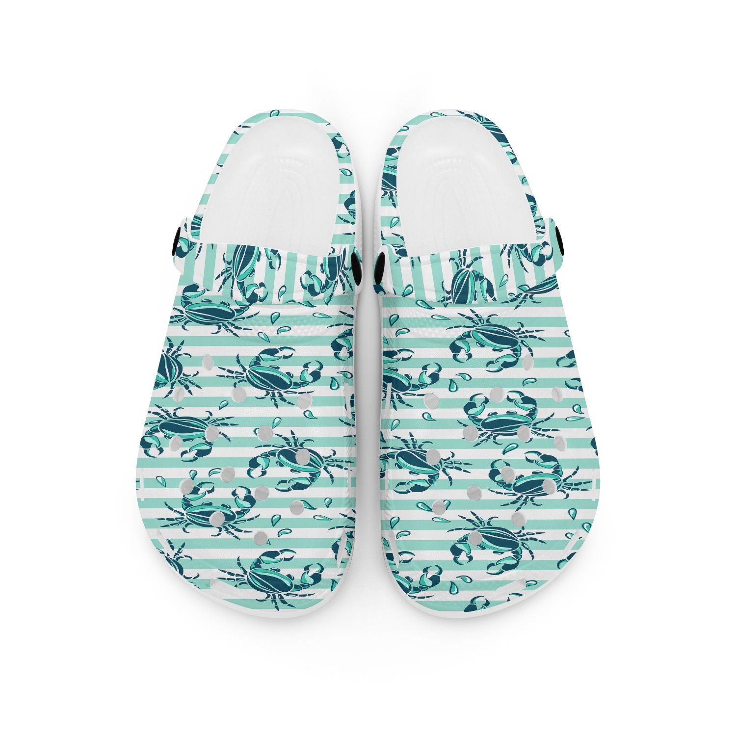 hippieartzone - Striped Crabs Print Pattern Clogs for Men and Women