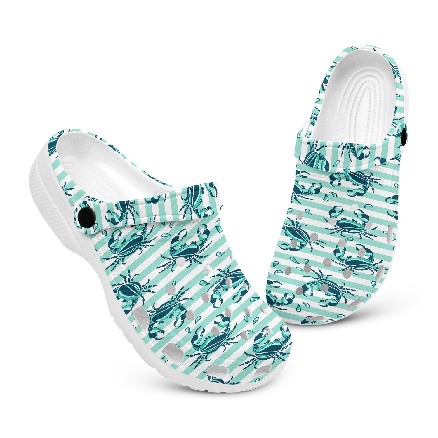 hippieartzone - Striped Crabs Print Pattern Clogs for Men and Women