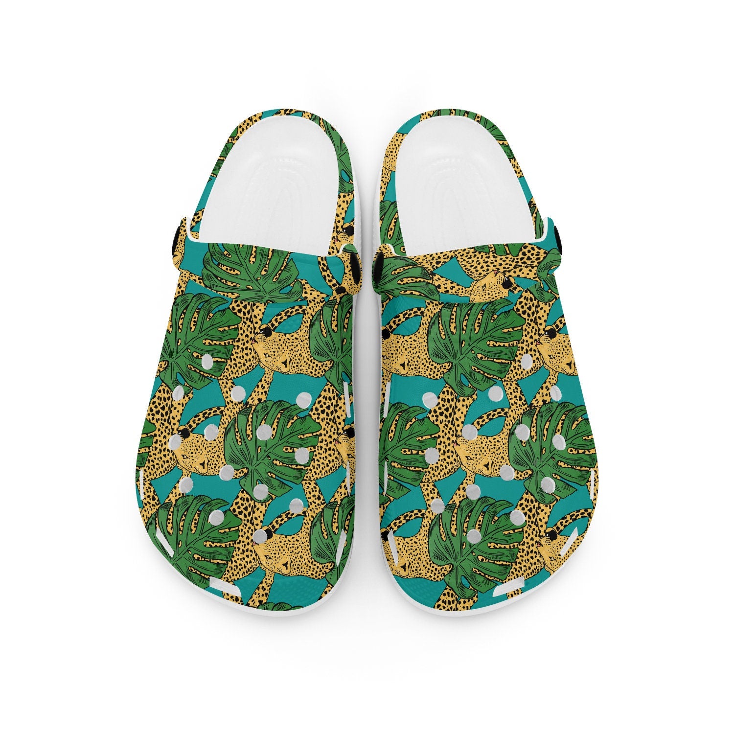 hippieartzone - Tropical Cheetah Print Pattern Clogs for Men and Women